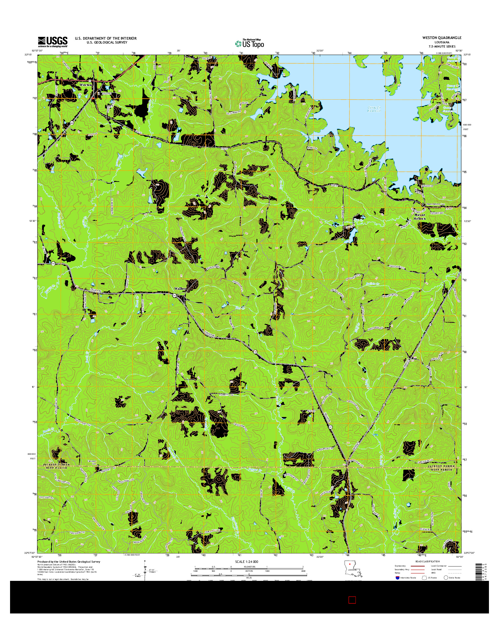USGS US TOPO 7.5-MINUTE MAP FOR WESTON, LA 2015