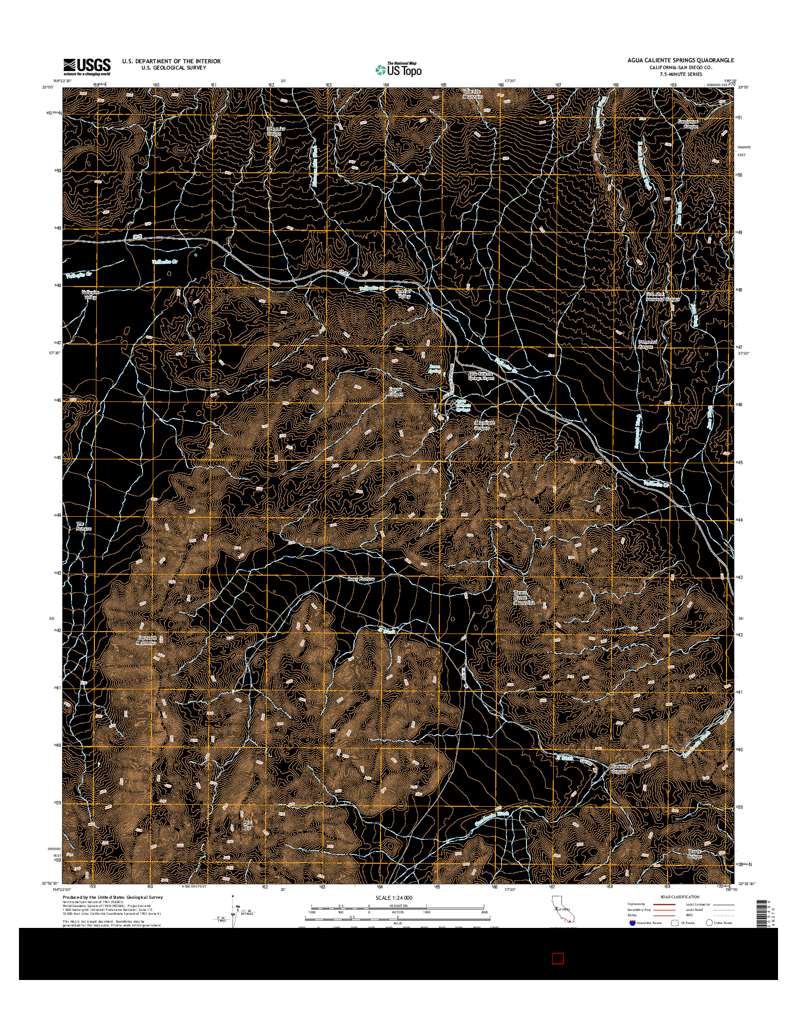 USGS US TOPO 7.5-MINUTE MAP FOR AGUA CALIENTE SPRINGS, CA 2015