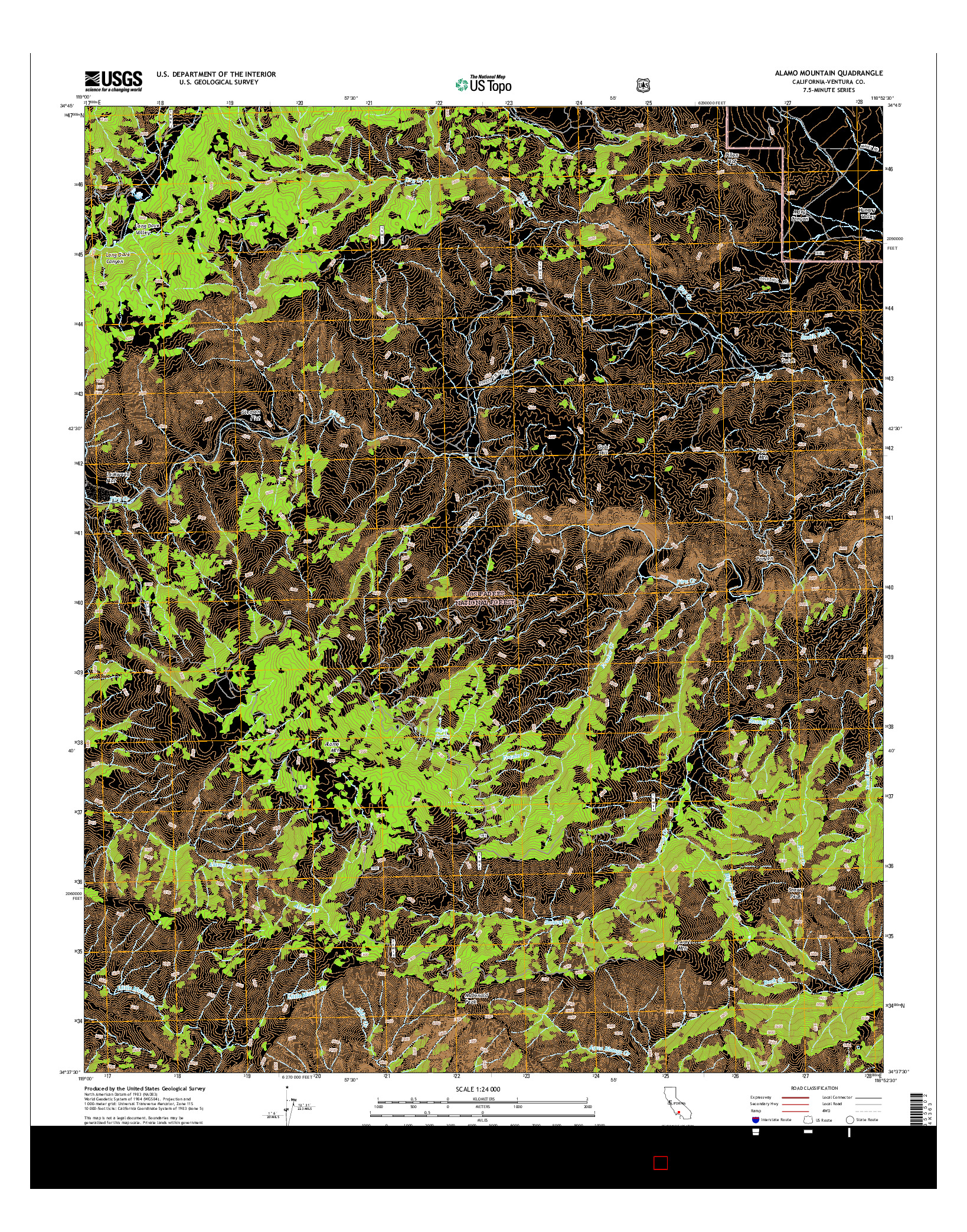USGS US TOPO 7.5-MINUTE MAP FOR ALAMO MOUNTAIN, CA 2015
