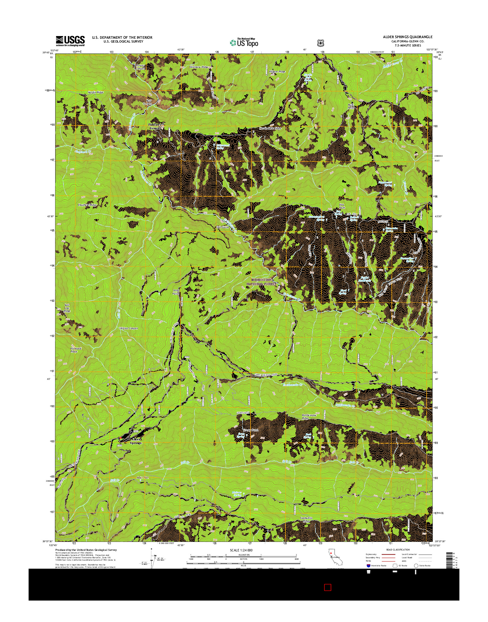 USGS US TOPO 7.5-MINUTE MAP FOR ALDER SPRINGS, CA 2015