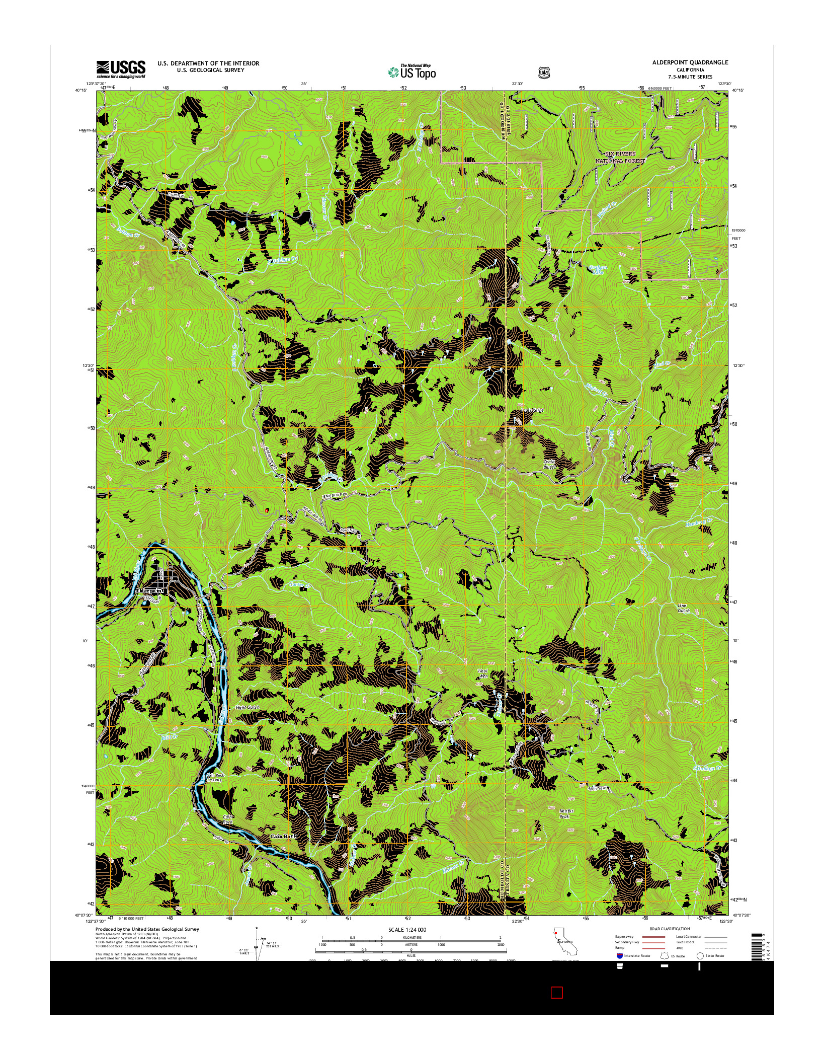 USGS US TOPO 7.5-MINUTE MAP FOR ALDERPOINT, CA 2015