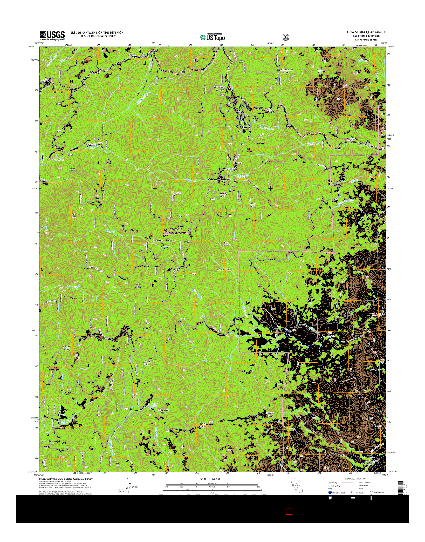 USGS US TOPO 7.5-MINUTE MAP FOR ALTA SIERRA, CA 2015