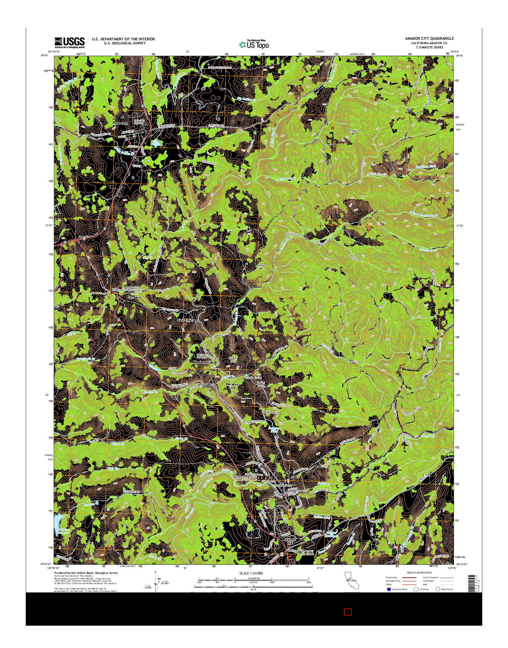 USGS US TOPO 7.5-MINUTE MAP FOR AMADOR CITY, CA 2015