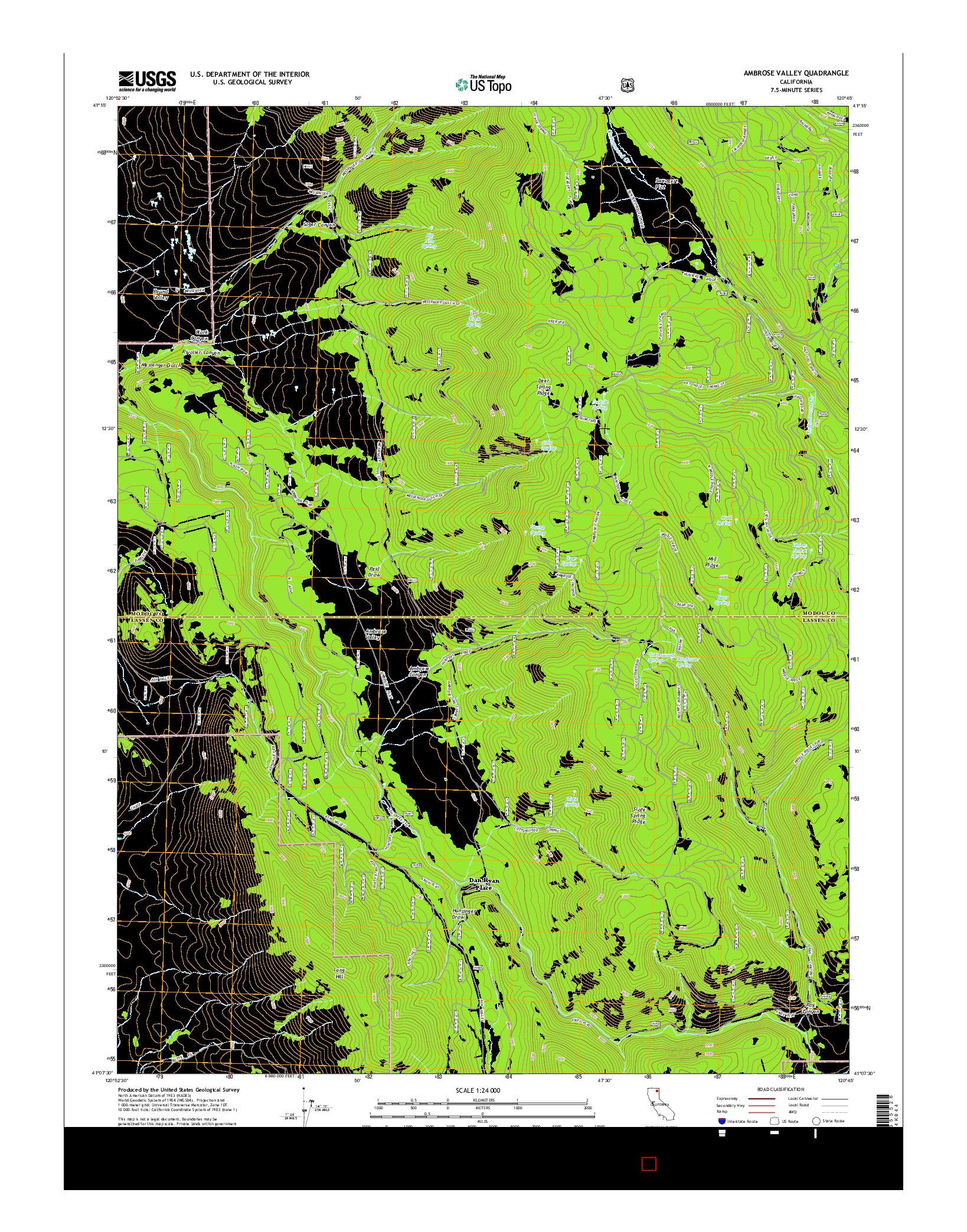 USGS US TOPO 7.5-MINUTE MAP FOR AMBROSE VALLEY, CA 2015