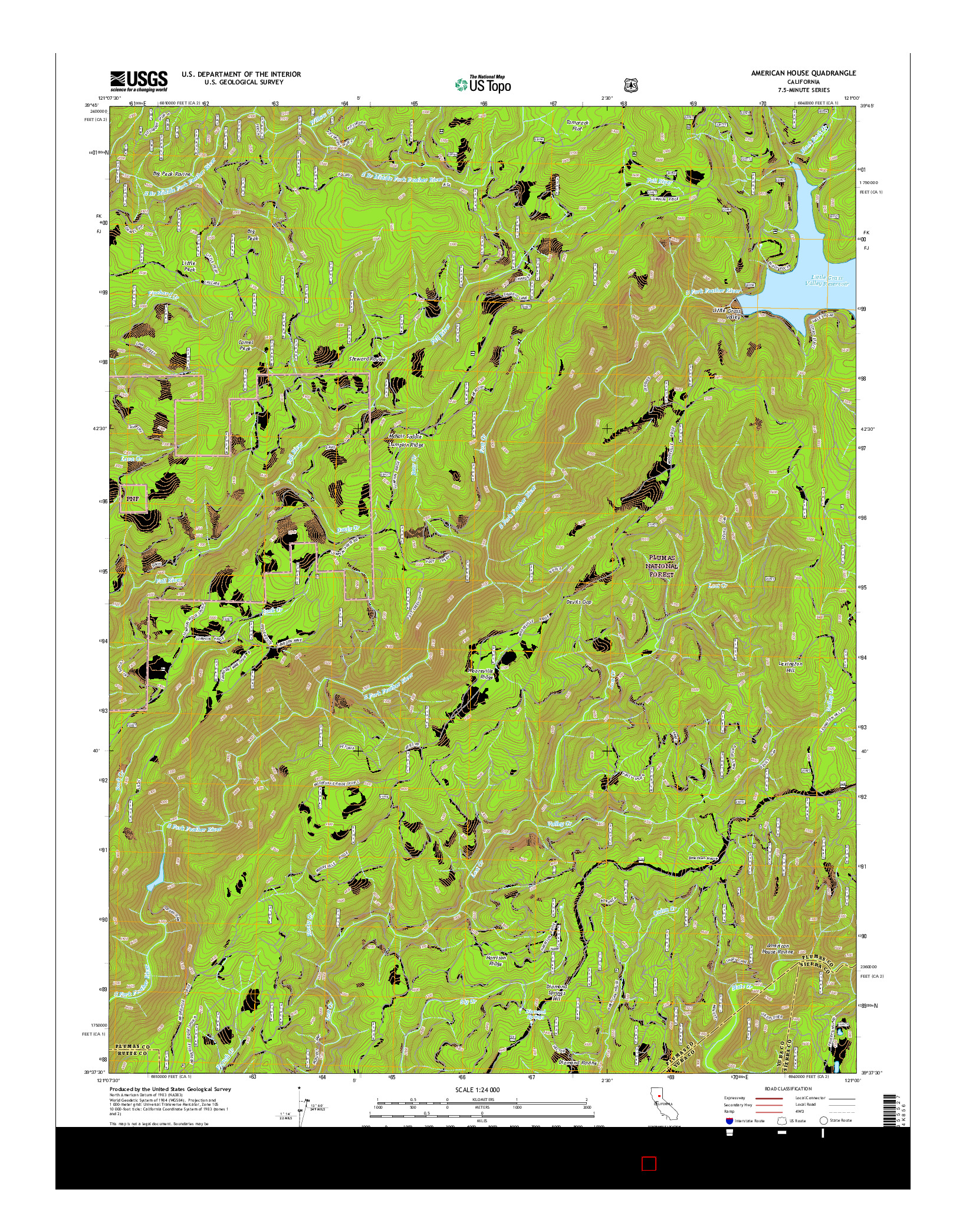 USGS US TOPO 7.5-MINUTE MAP FOR AMERICAN HOUSE, CA 2015