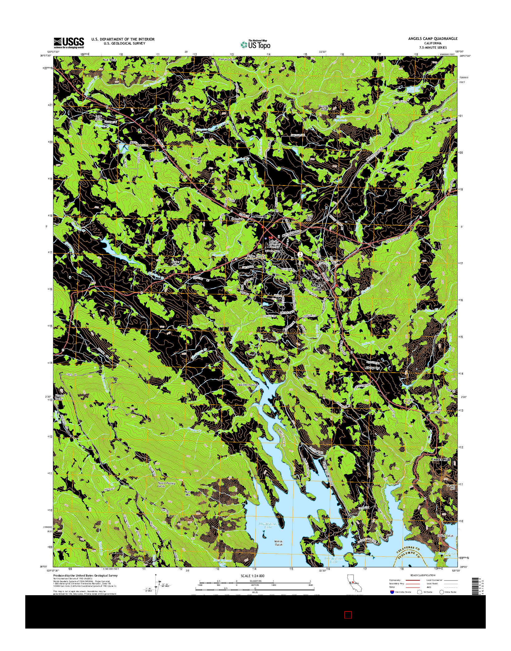 USGS US TOPO 7.5-MINUTE MAP FOR ANGELS CAMP, CA 2015