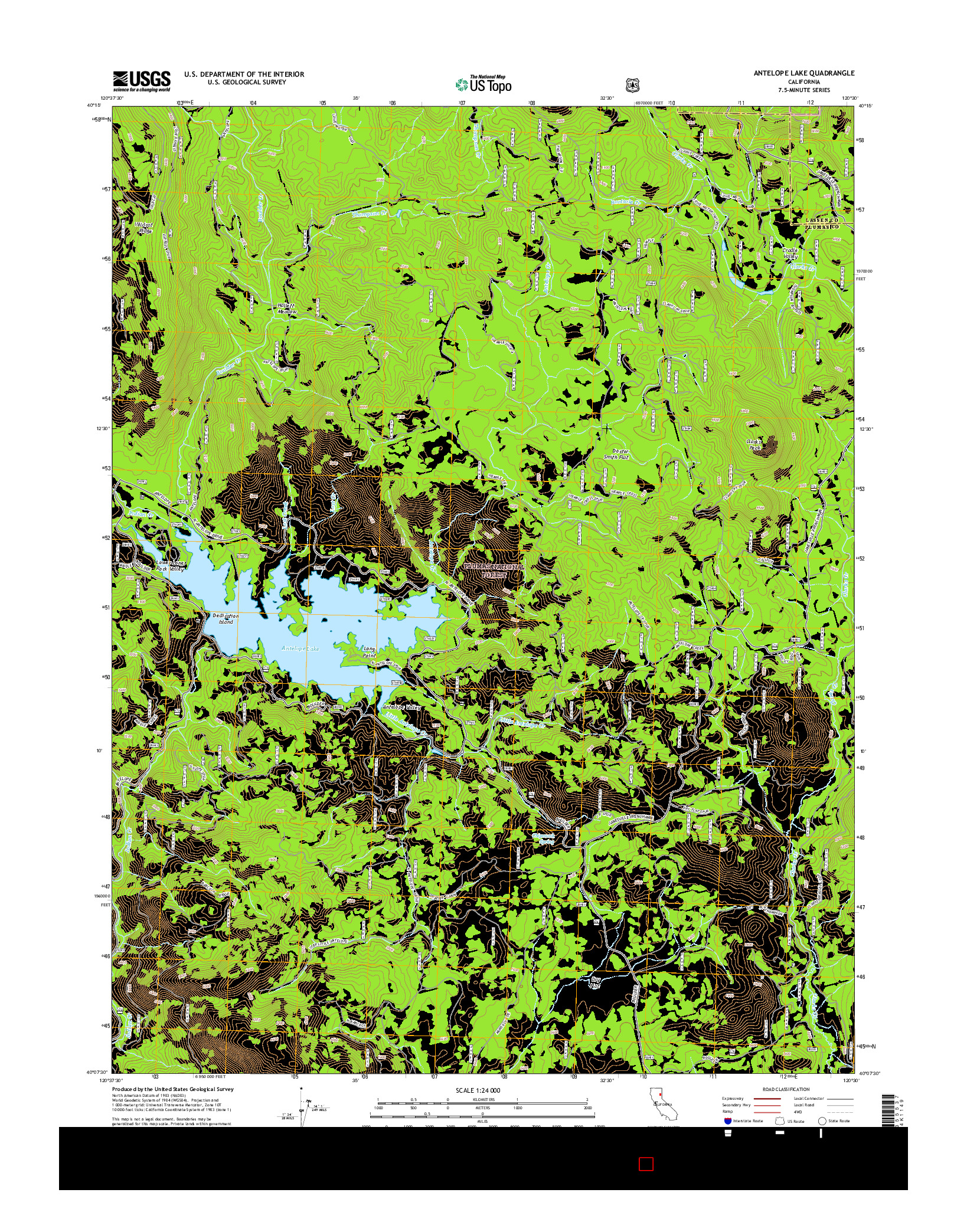 USGS US TOPO 7.5-MINUTE MAP FOR ANTELOPE LAKE, CA 2015