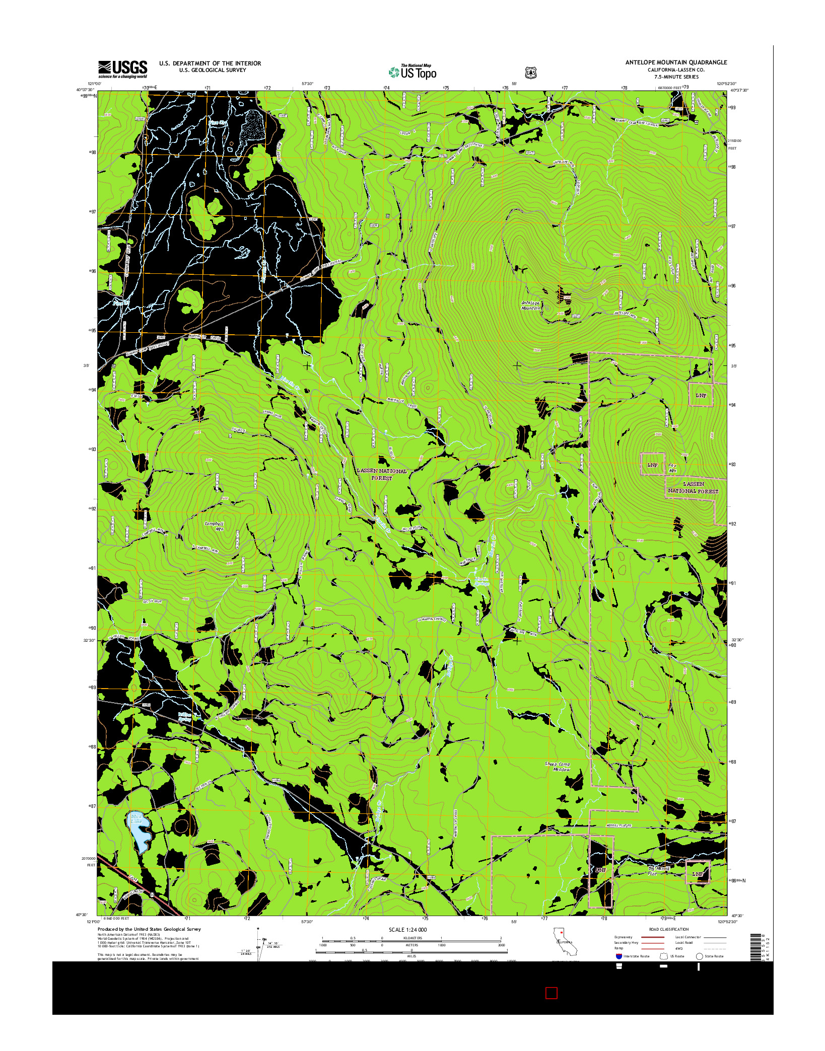 USGS US TOPO 7.5-MINUTE MAP FOR ANTELOPE MOUNTAIN, CA 2015