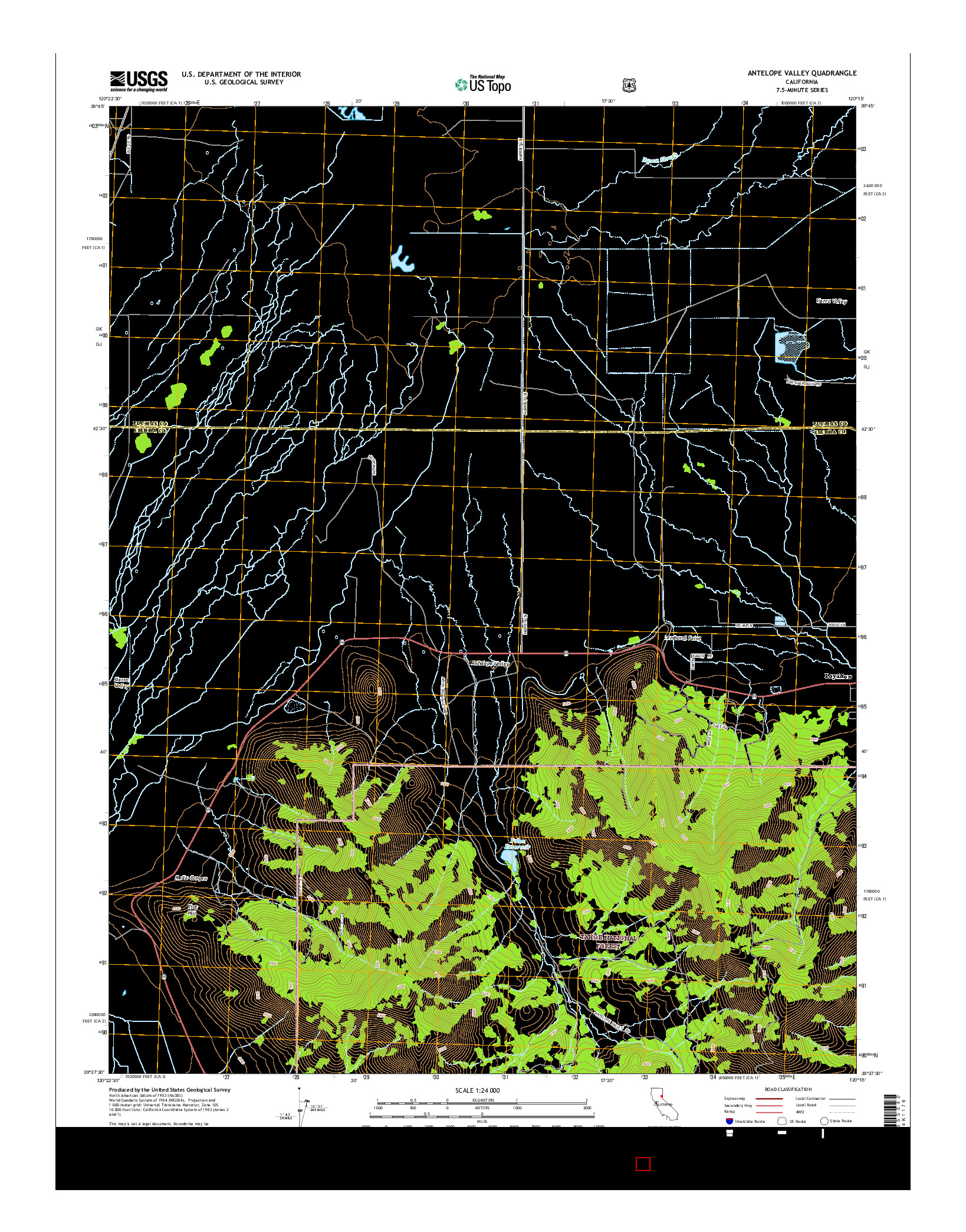 USGS US TOPO 7.5-MINUTE MAP FOR ANTELOPE VALLEY, CA 2015