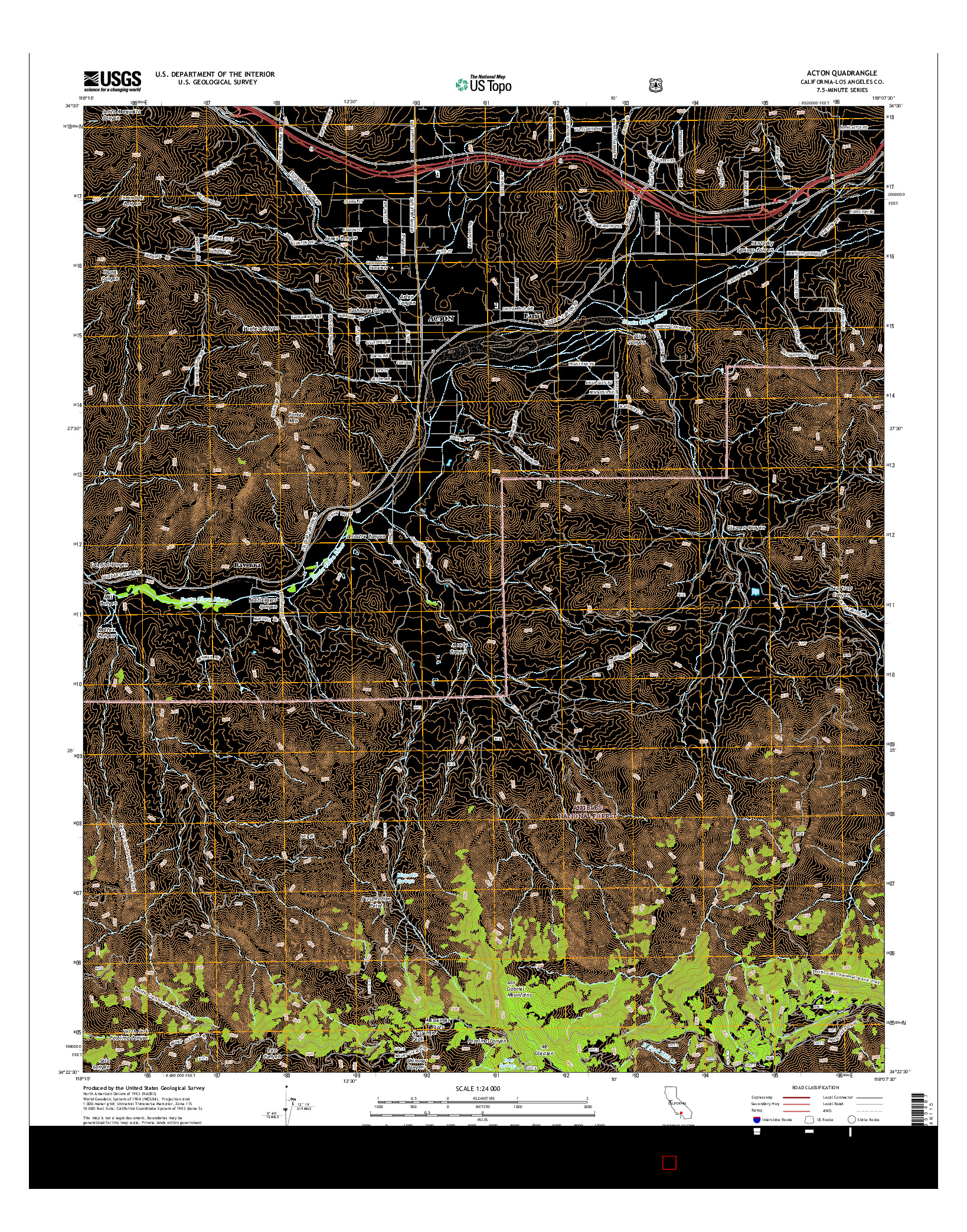 USGS US TOPO 7.5-MINUTE MAP FOR ACTON, CA 2015