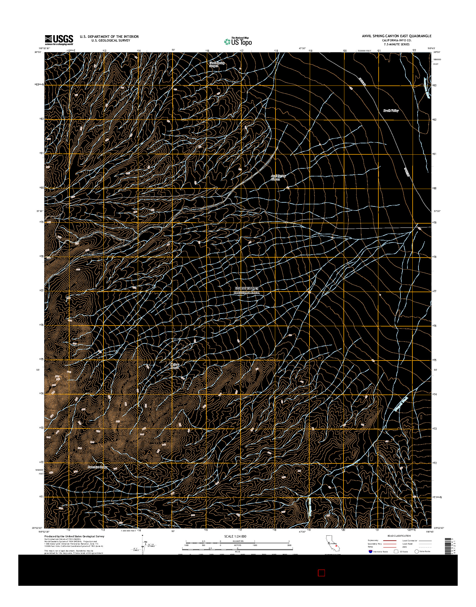 USGS US TOPO 7.5-MINUTE MAP FOR ANVIL SPRING CANYON EAST, CA 2015