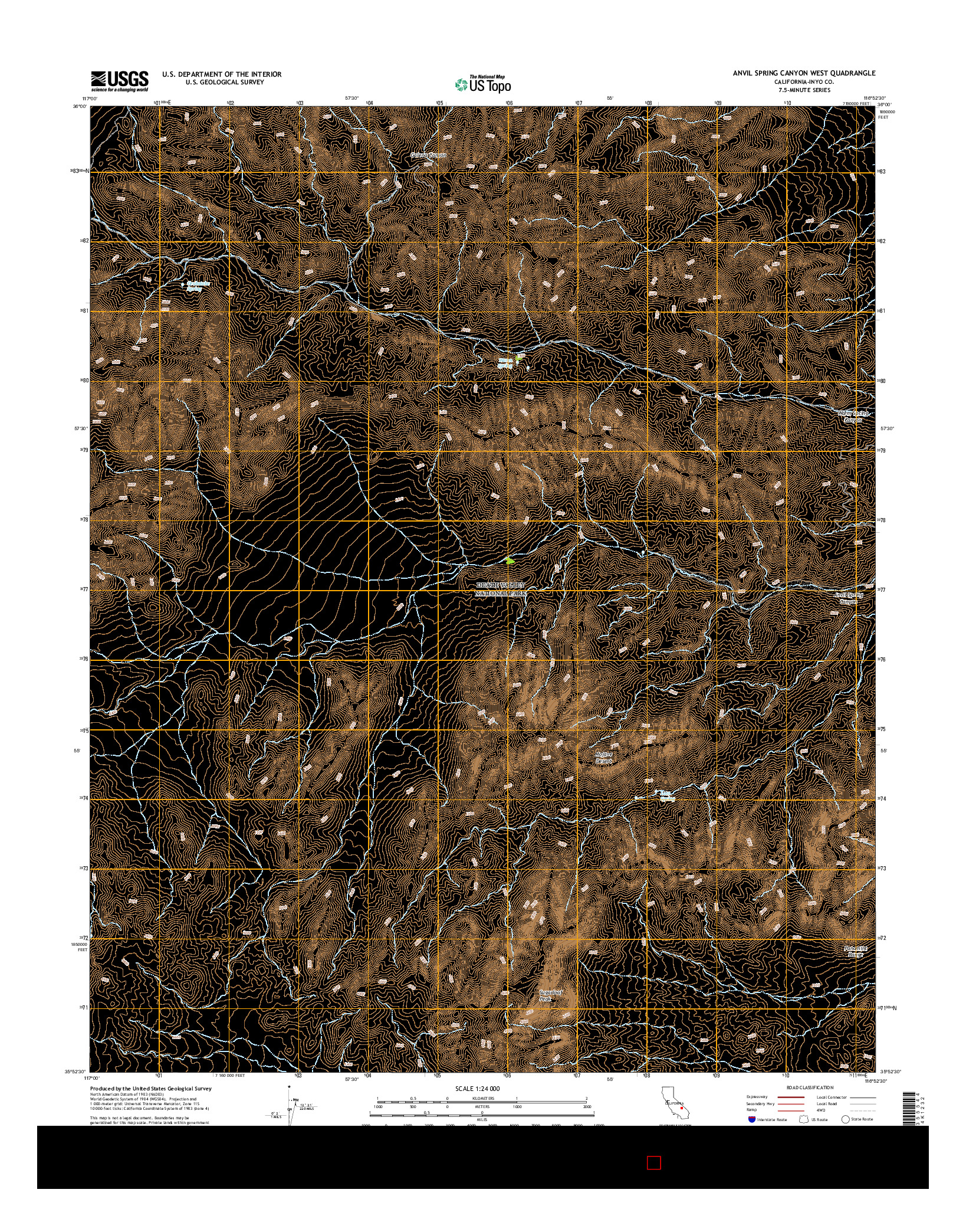 USGS US TOPO 7.5-MINUTE MAP FOR ANVIL SPRING CANYON WEST, CA 2015