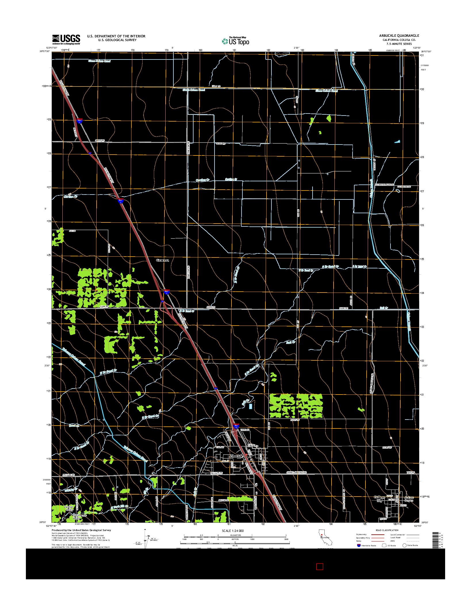 USGS US TOPO 7.5-MINUTE MAP FOR ARBUCKLE, CA 2015