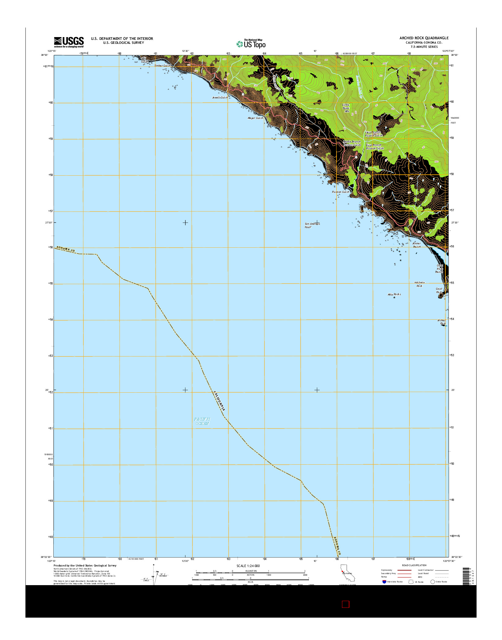 USGS US TOPO 7.5-MINUTE MAP FOR ARCHED ROCK, CA 2015