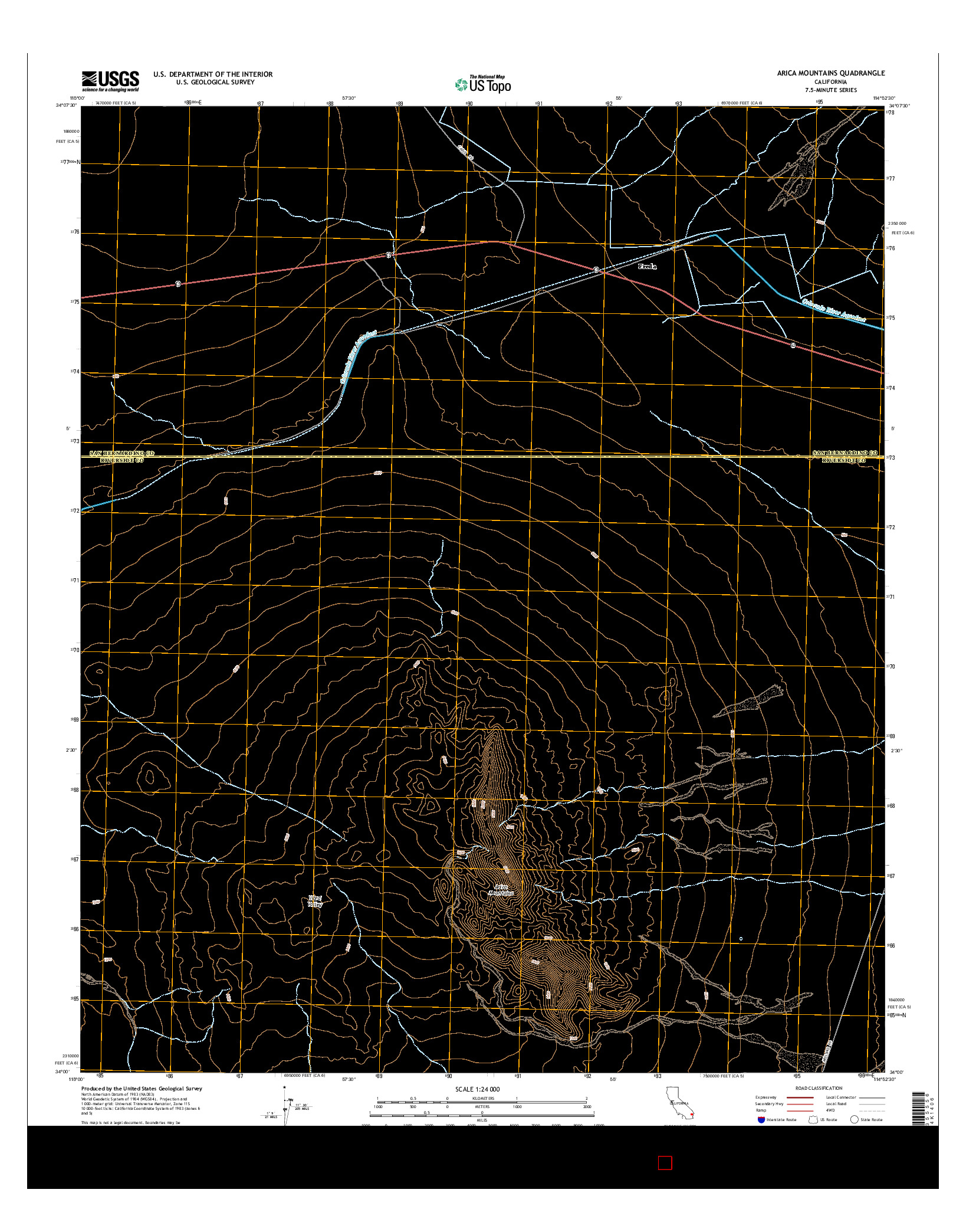 USGS US TOPO 7.5-MINUTE MAP FOR ARICA MOUNTAINS, CA 2015