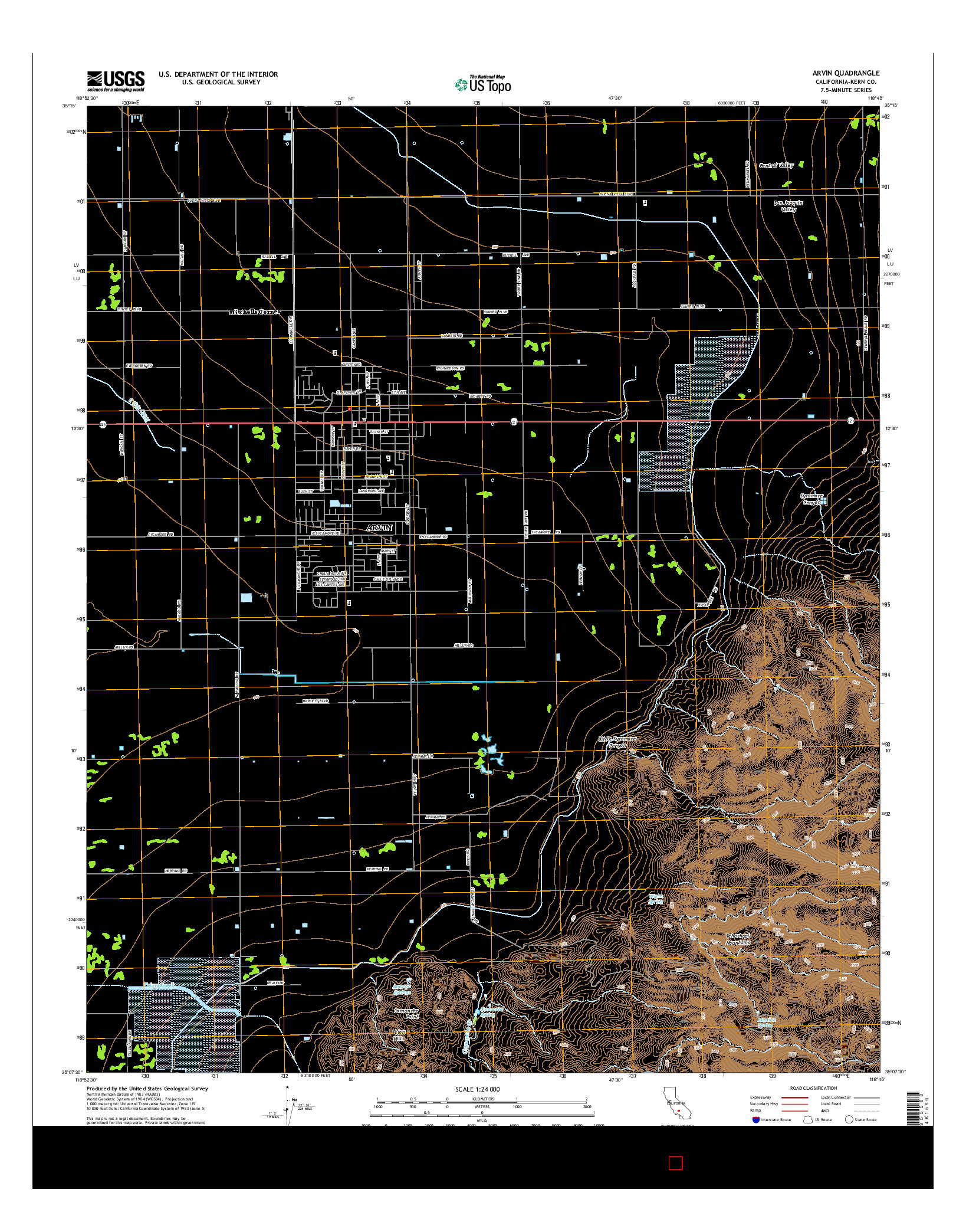 USGS US TOPO 7.5-MINUTE MAP FOR ARVIN, CA 2015