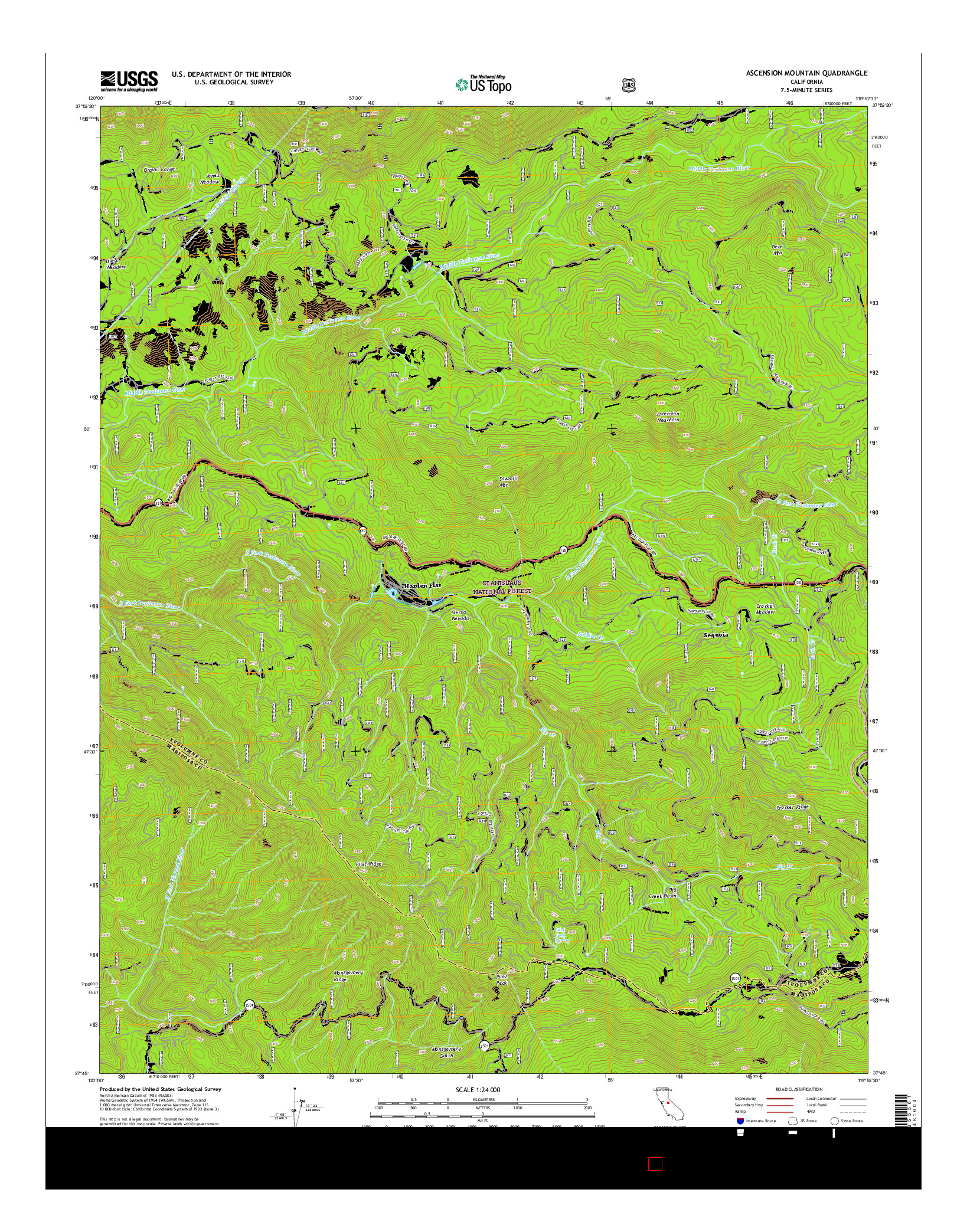 USGS US TOPO 7.5-MINUTE MAP FOR ASCENSION MOUNTAIN, CA 2015