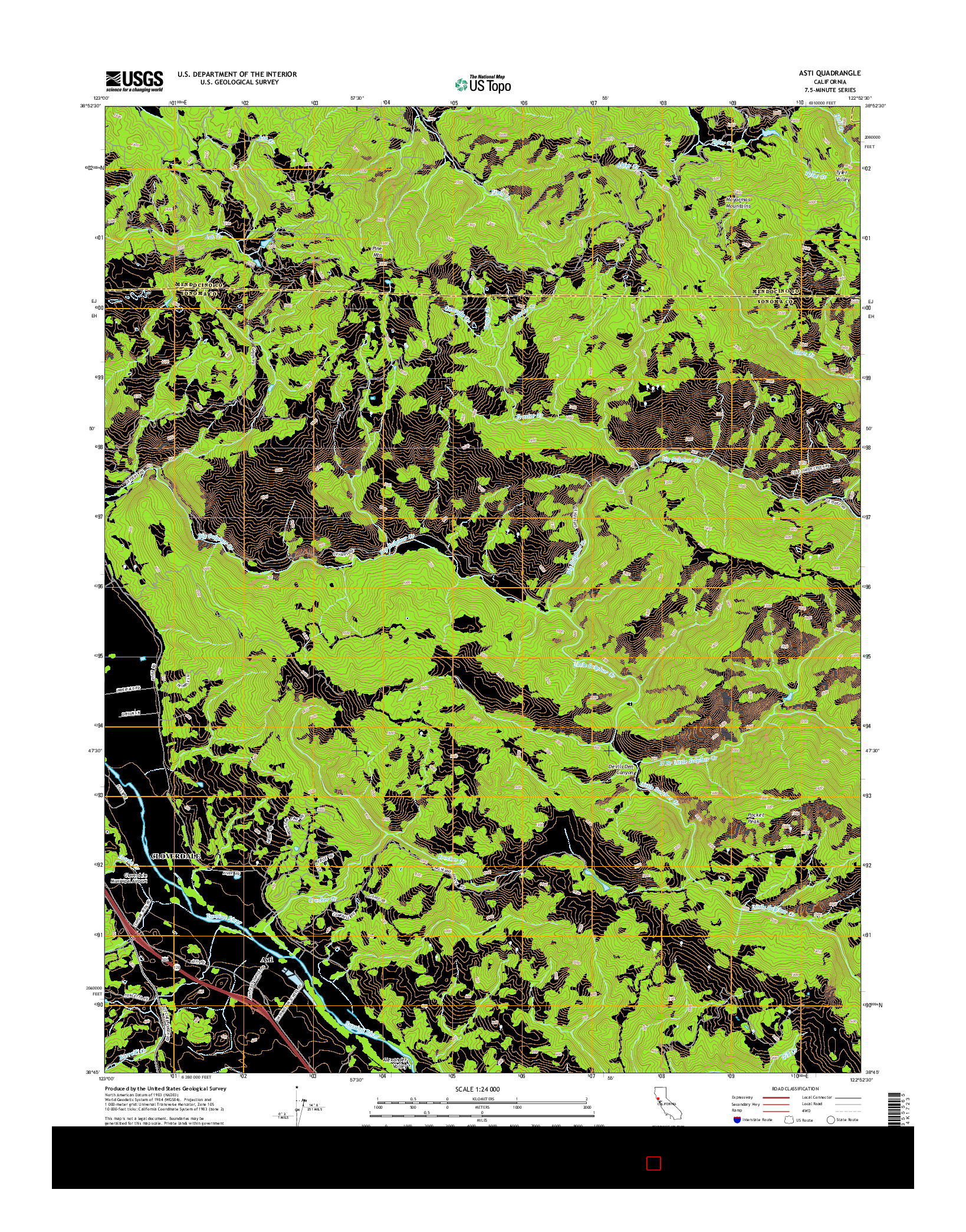 USGS US TOPO 7.5-MINUTE MAP FOR ASTI, CA 2015