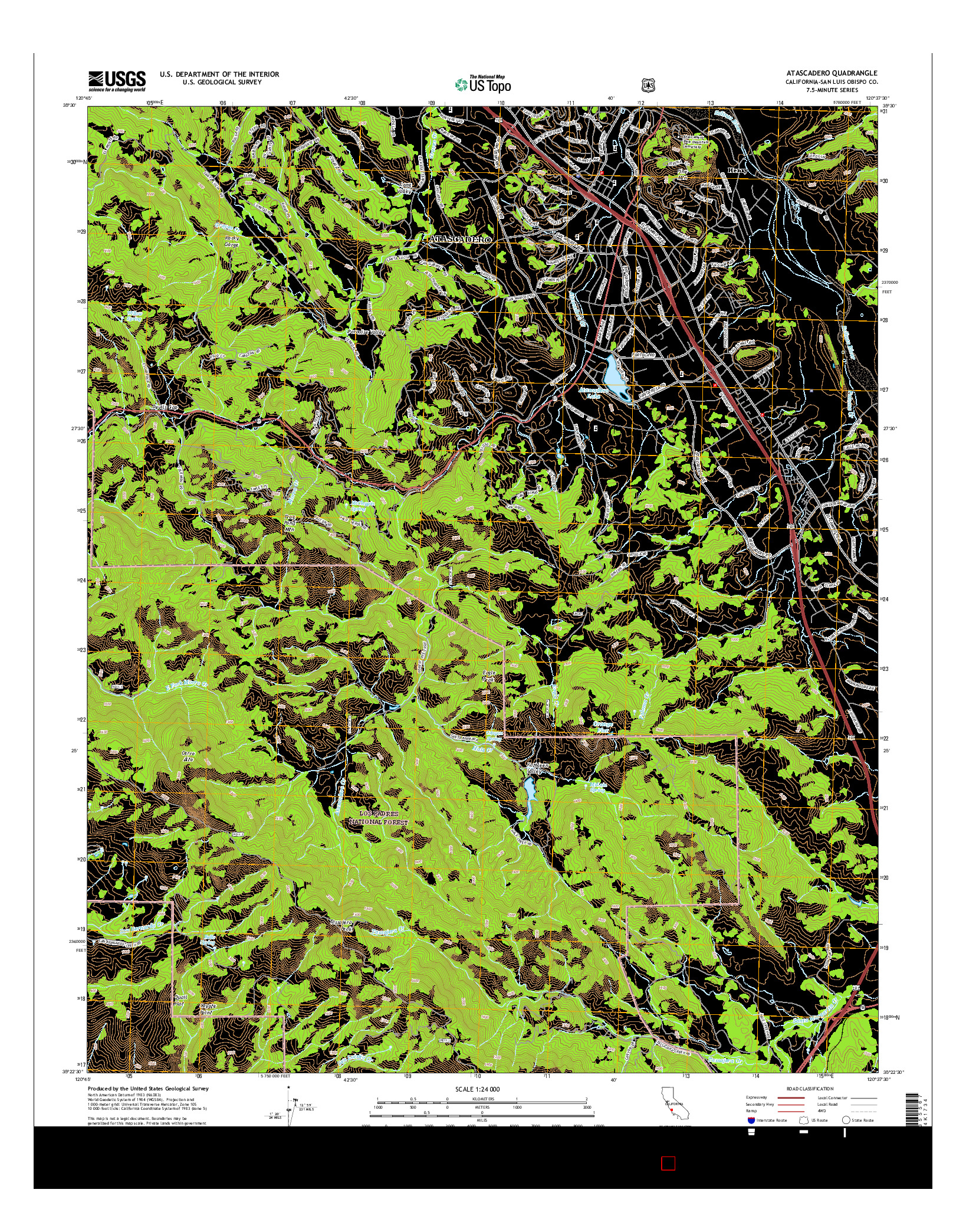 USGS US TOPO 7.5-MINUTE MAP FOR ATASCADERO, CA 2015