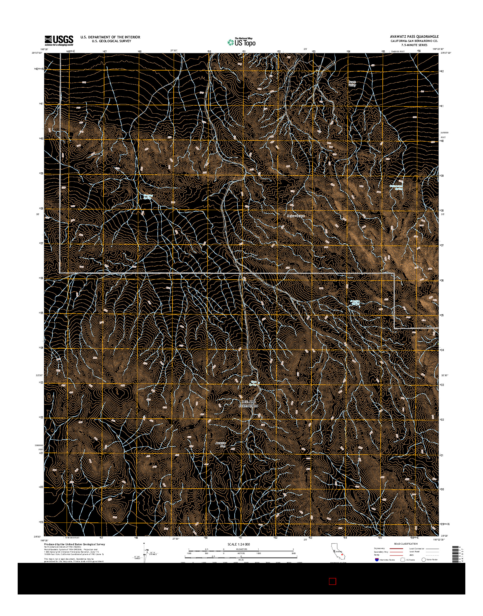USGS US TOPO 7.5-MINUTE MAP FOR AVAWATZ PASS, CA 2015