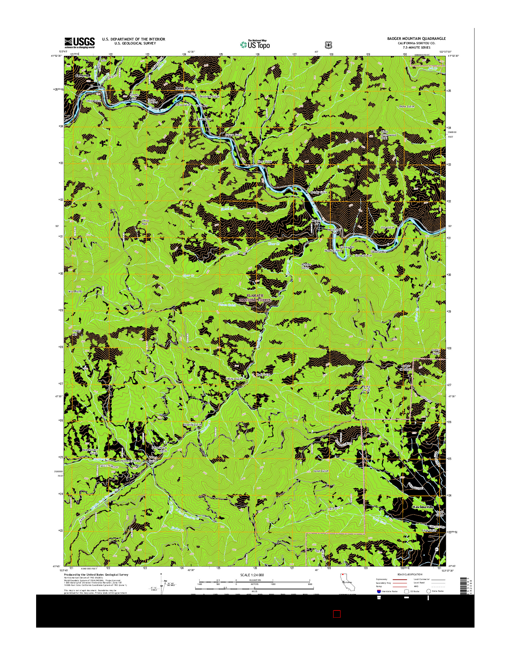 USGS US TOPO 7.5-MINUTE MAP FOR BADGER MOUNTAIN, CA 2015