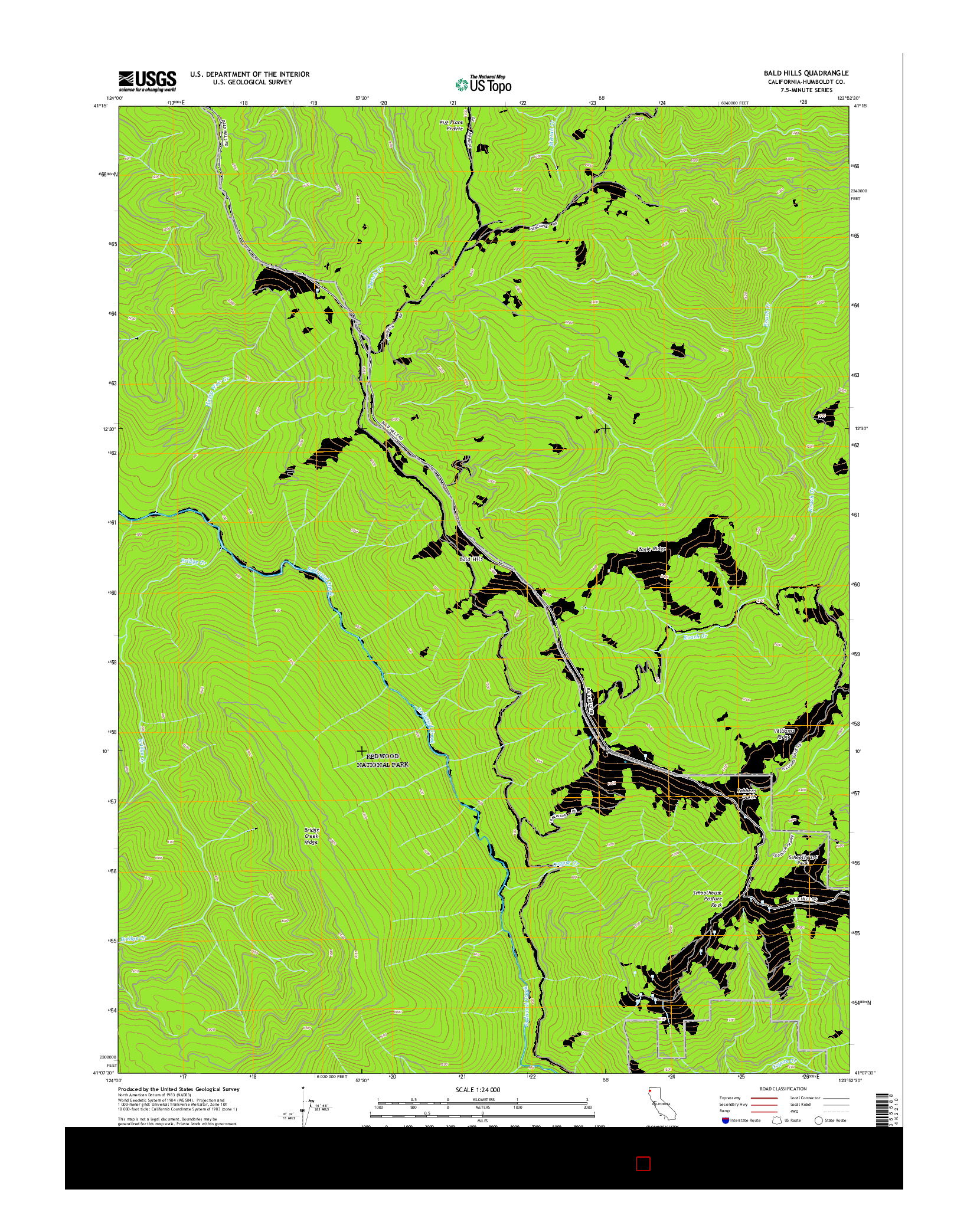 USGS US TOPO 7.5-MINUTE MAP FOR BALD HILLS, CA 2015