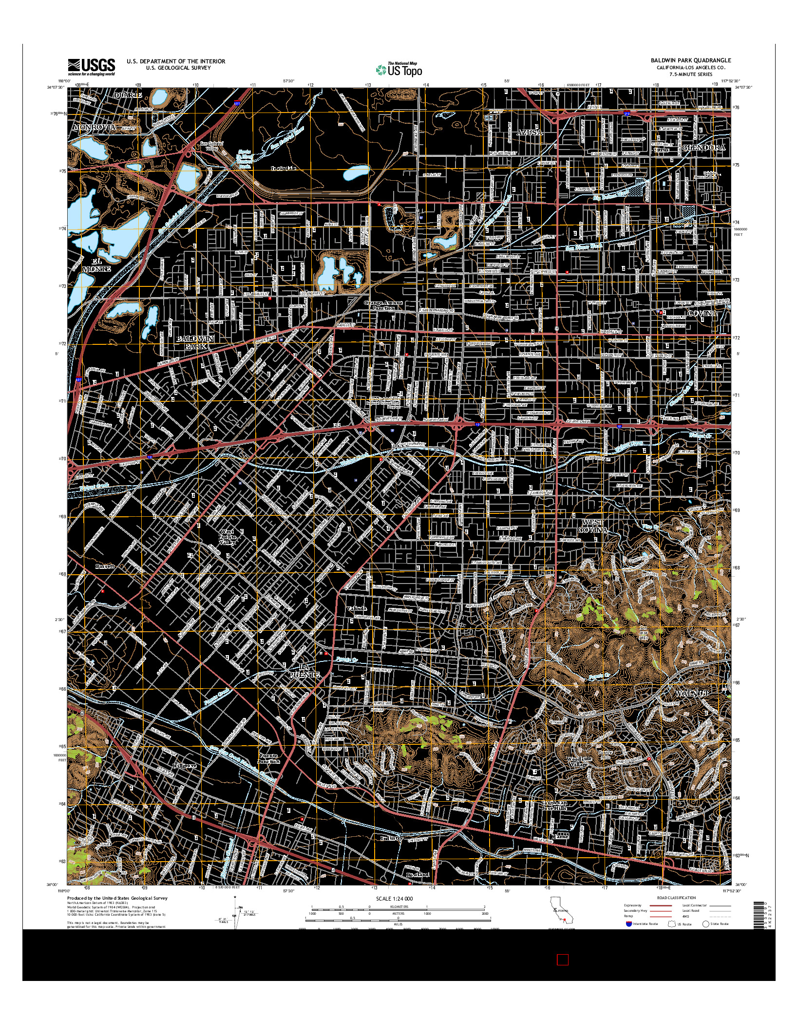 USGS US TOPO 7.5-MINUTE MAP FOR BALDWIN PARK, CA 2015