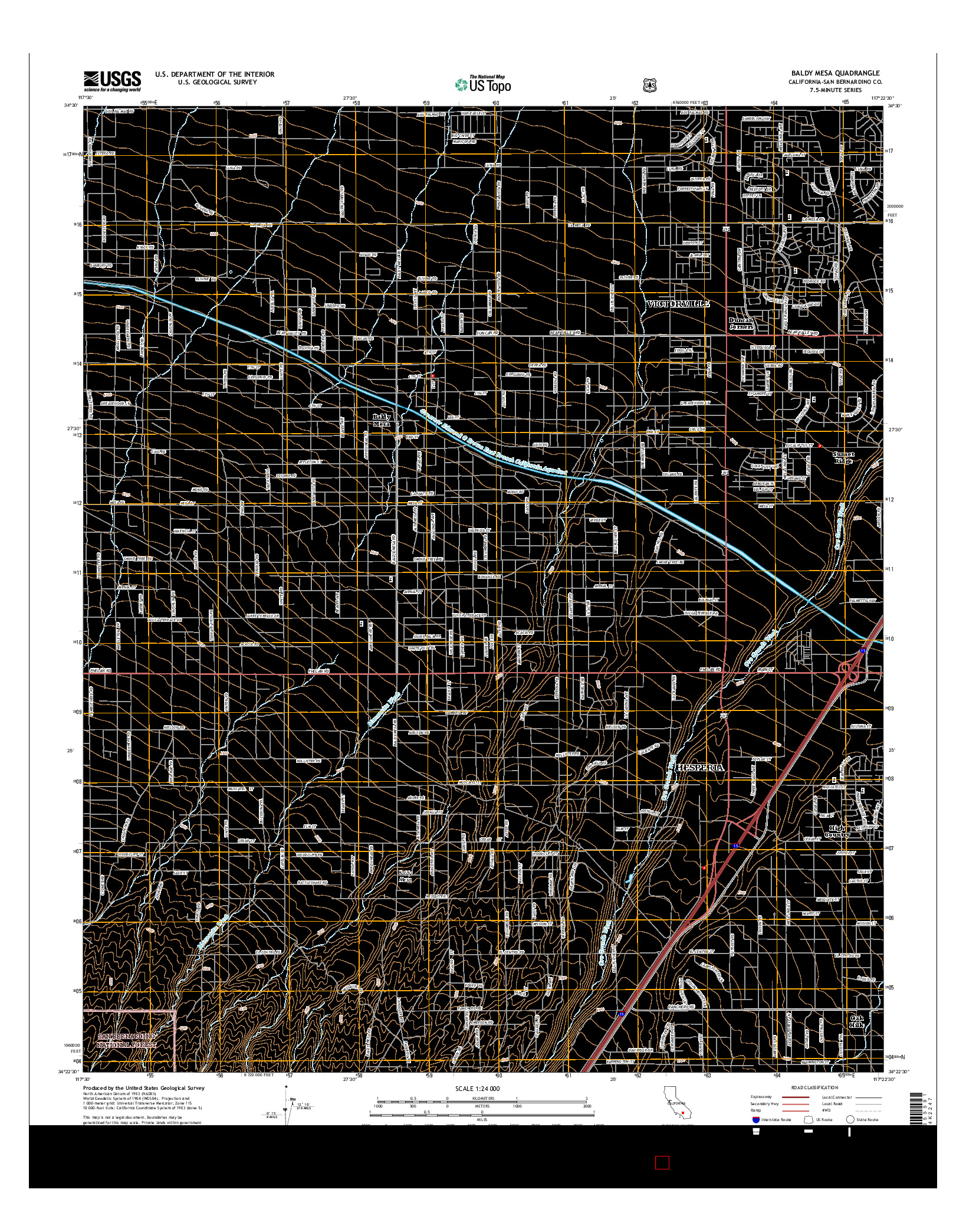 USGS US TOPO 7.5-MINUTE MAP FOR BALDY MESA, CA 2015