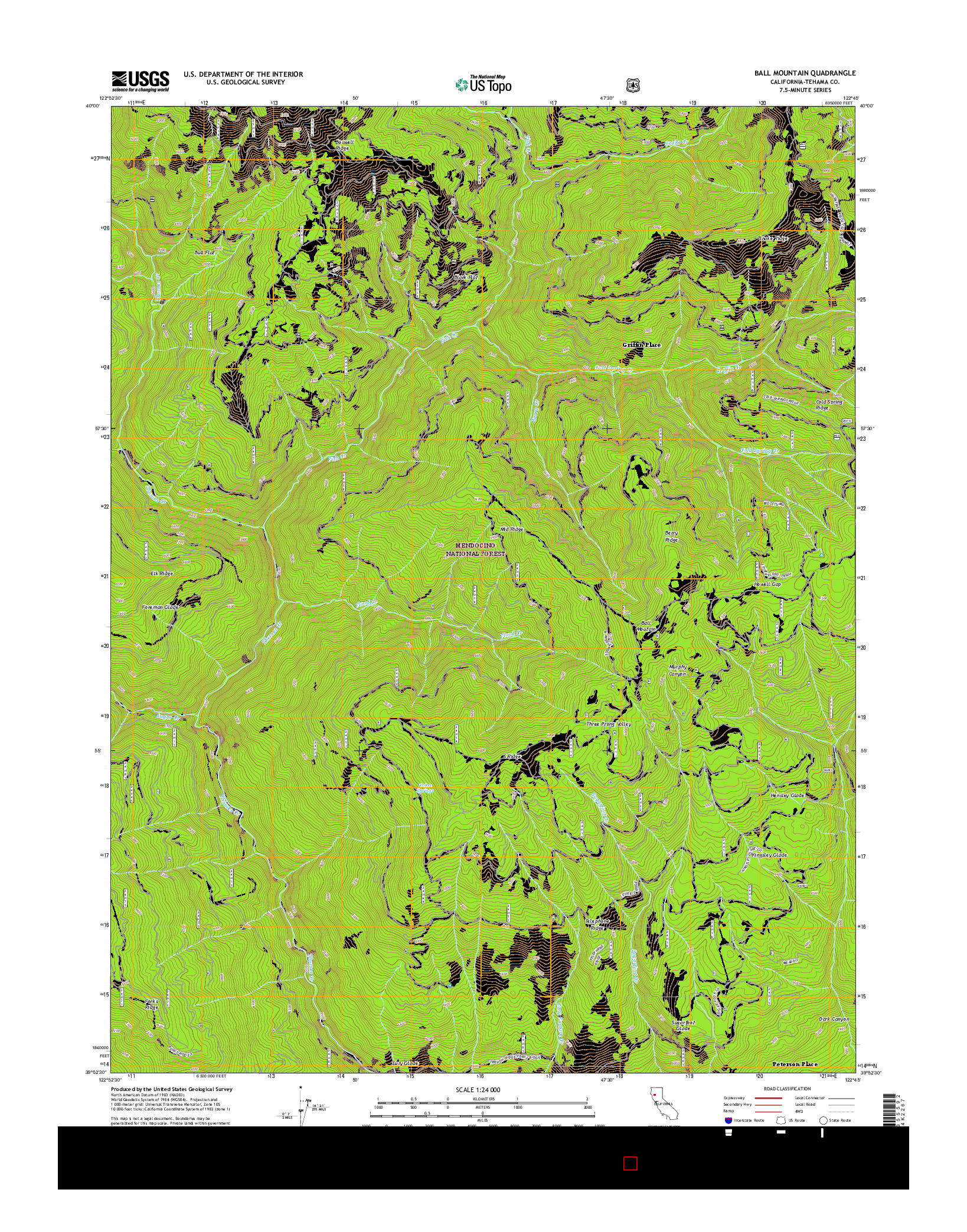 USGS US TOPO 7.5-MINUTE MAP FOR BALL MOUNTAIN, CA 2015