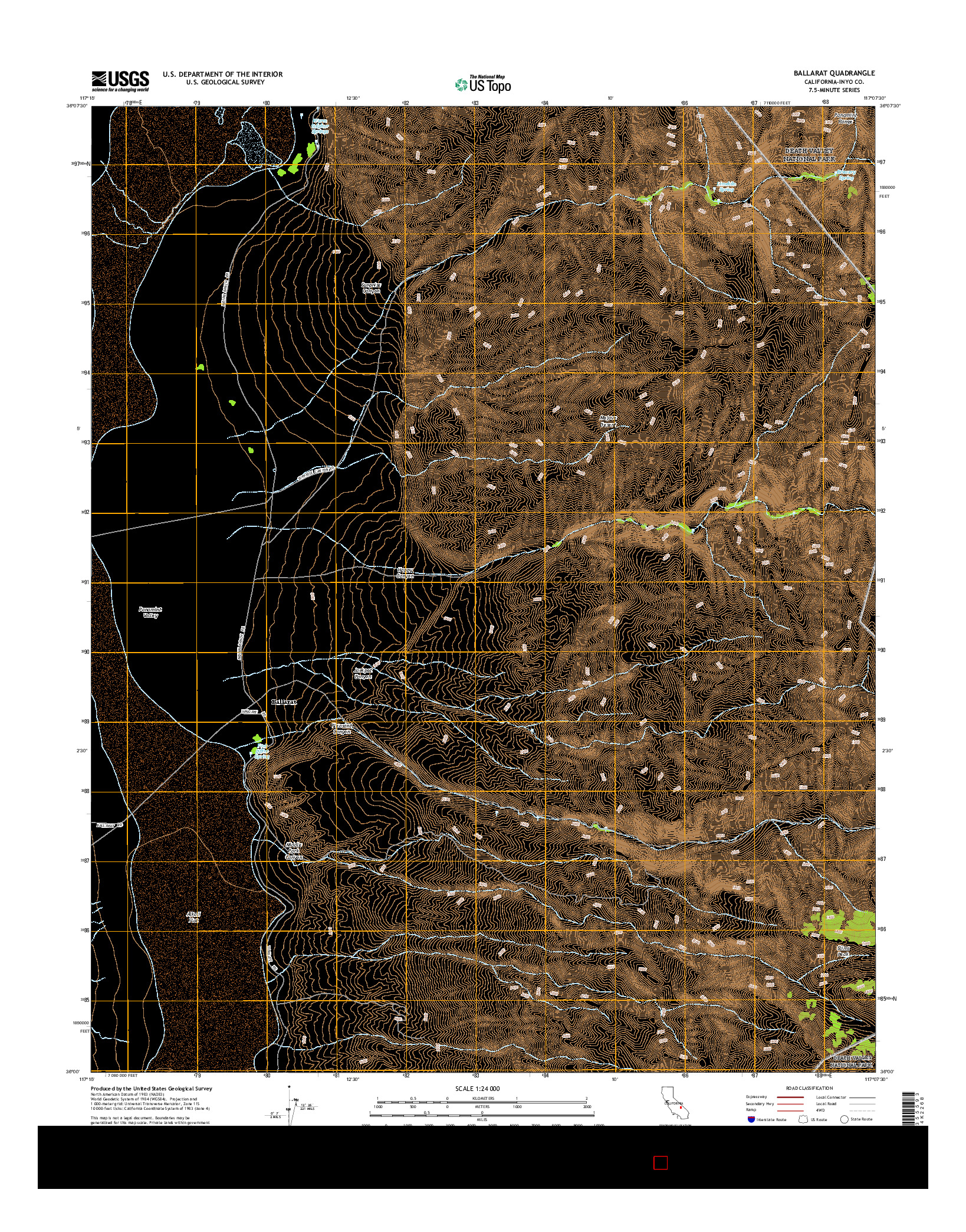 USGS US TOPO 7.5-MINUTE MAP FOR BALLARAT, CA 2015