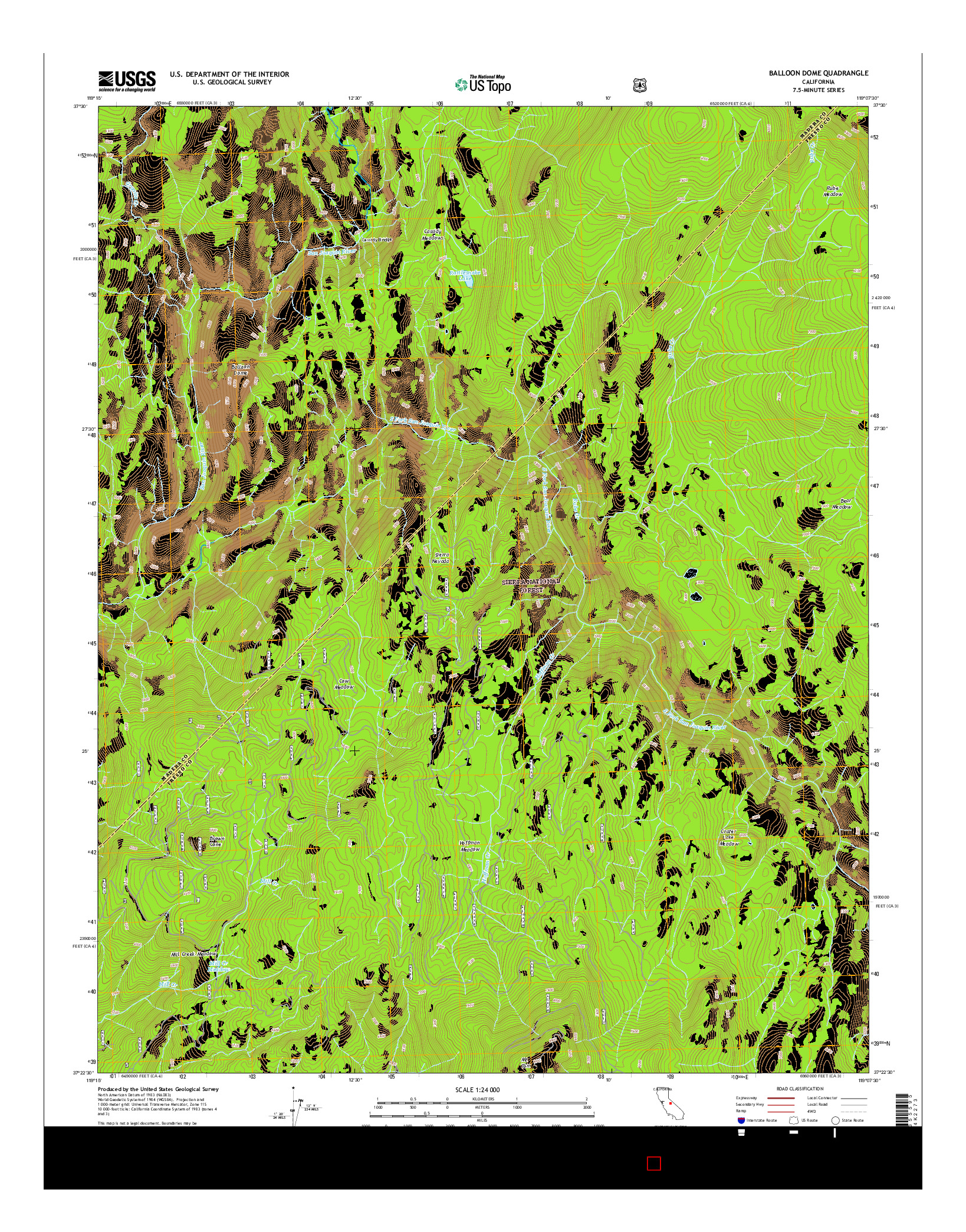 USGS US TOPO 7.5-MINUTE MAP FOR BALLOON DOME, CA 2015