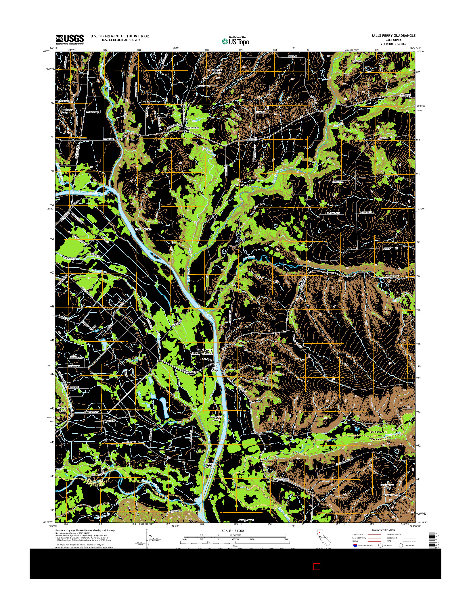 USGS US TOPO 7.5-MINUTE MAP FOR BALLS FERRY, CA 2015