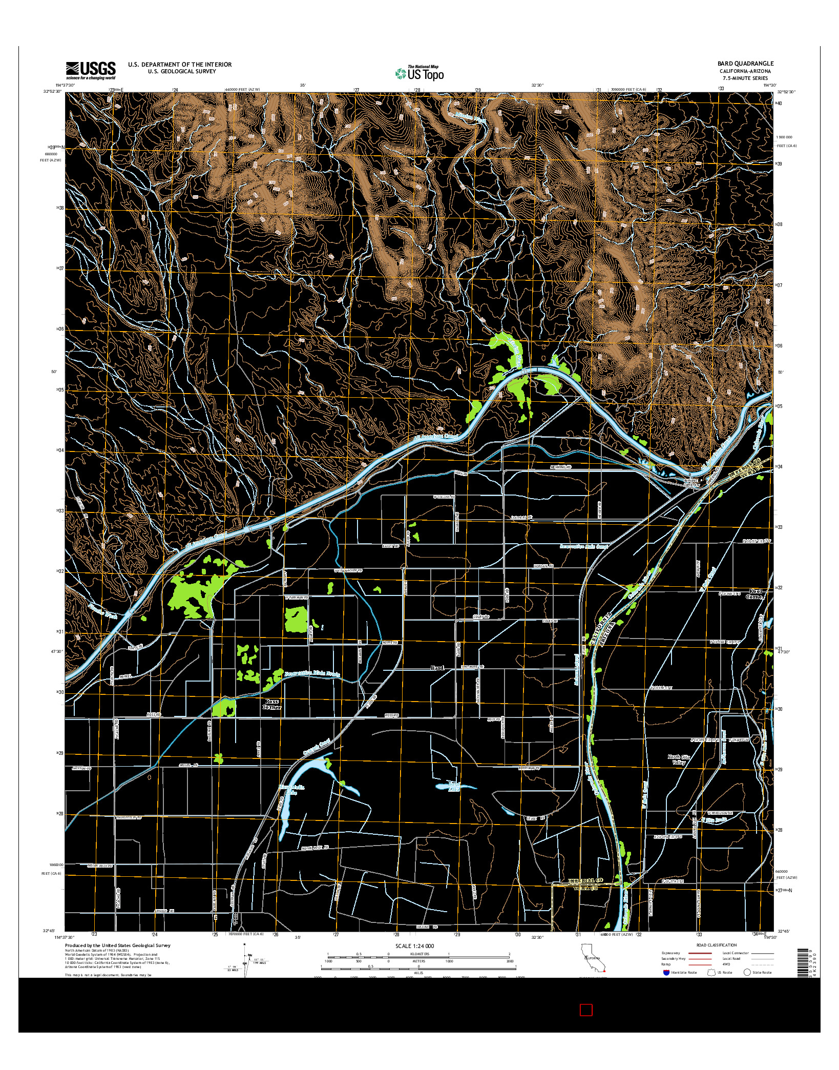 USGS US TOPO 7.5-MINUTE MAP FOR BARD, CA-AZ 2015