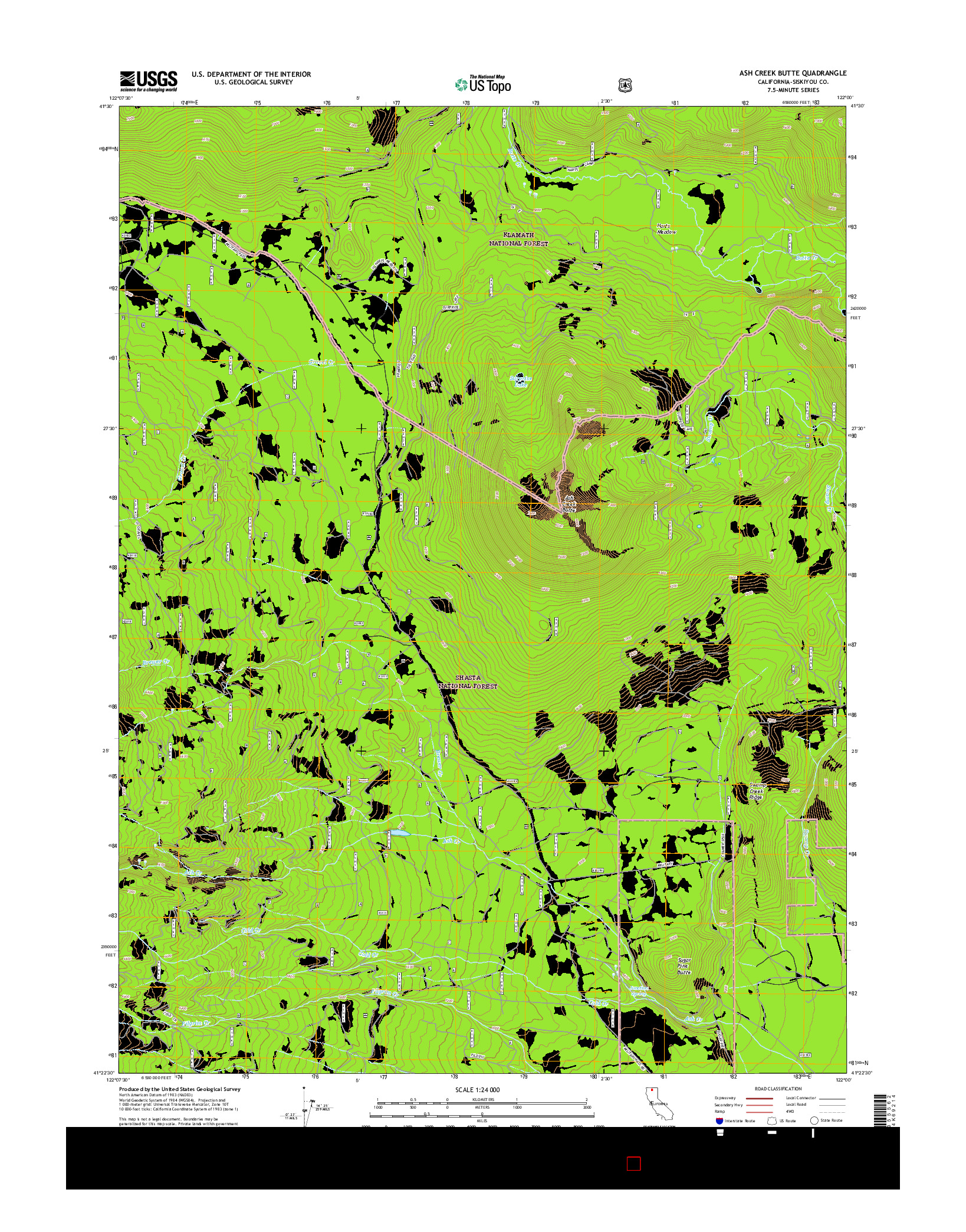 USGS US TOPO 7.5-MINUTE MAP FOR ASH CREEK BUTTE, CA 2015