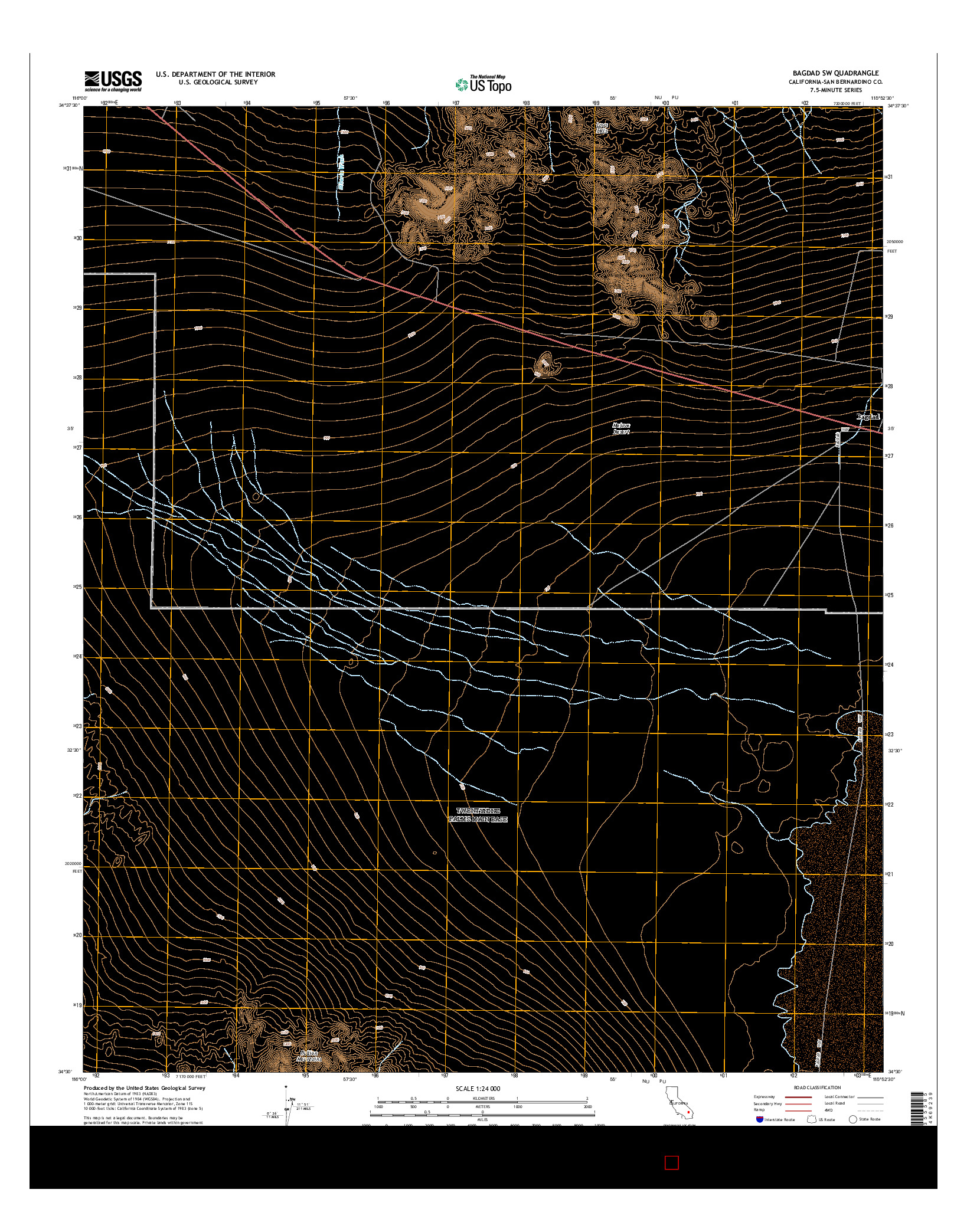 USGS US TOPO 7.5-MINUTE MAP FOR BAGDAD SW, CA 2015