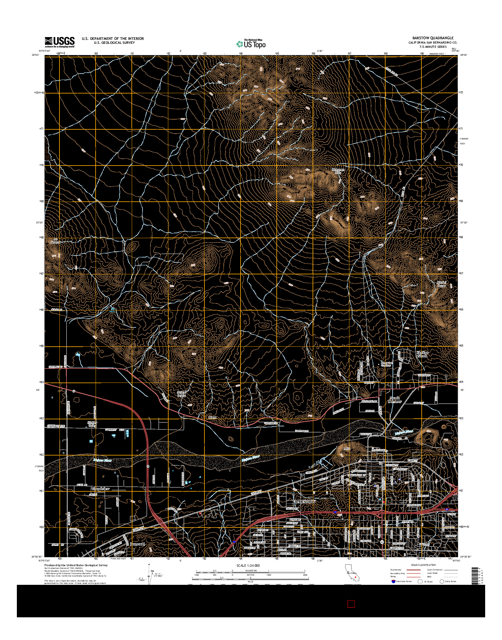 USGS US TOPO 7.5-MINUTE MAP FOR BARSTOW, CA 2015