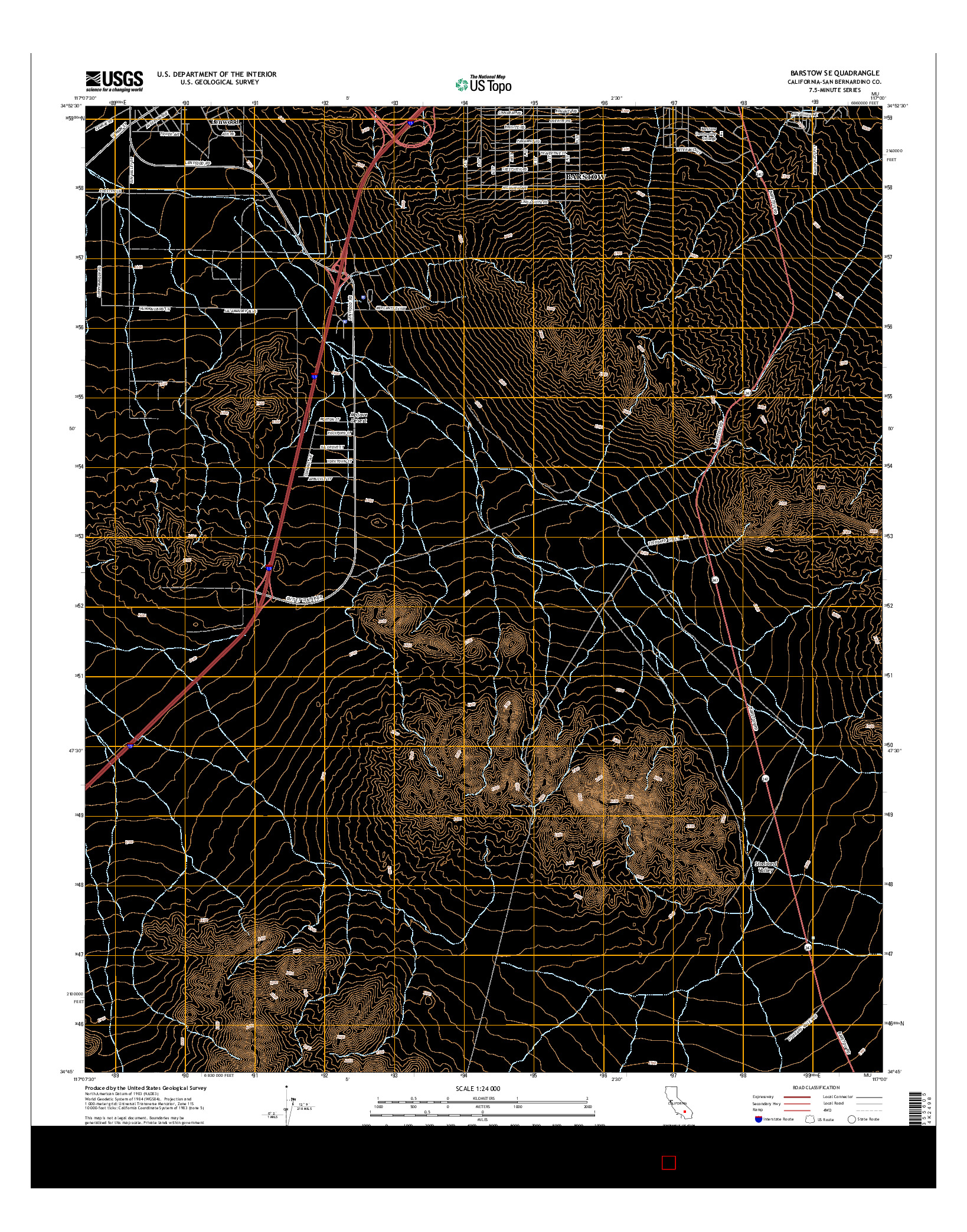 USGS US TOPO 7.5-MINUTE MAP FOR BARSTOW SE, CA 2015