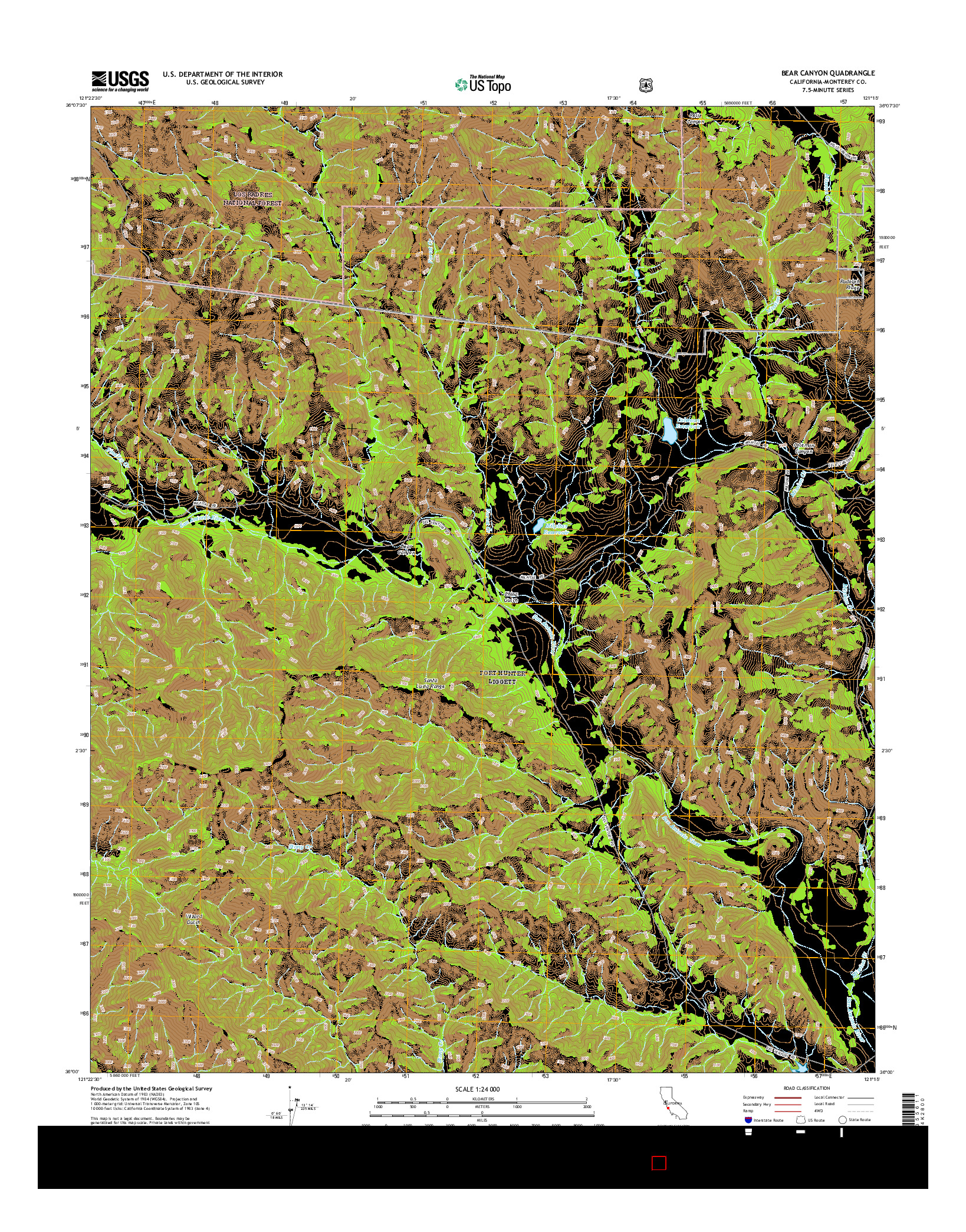 USGS US TOPO 7.5-MINUTE MAP FOR BEAR CANYON, CA 2015