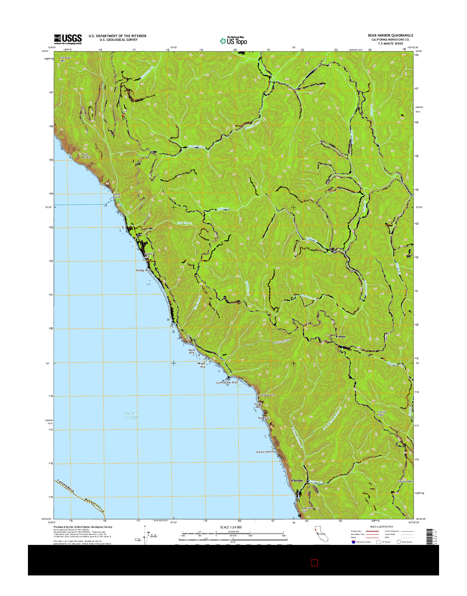 USGS US TOPO 7.5-MINUTE MAP FOR BEAR HARBOR, CA 2015