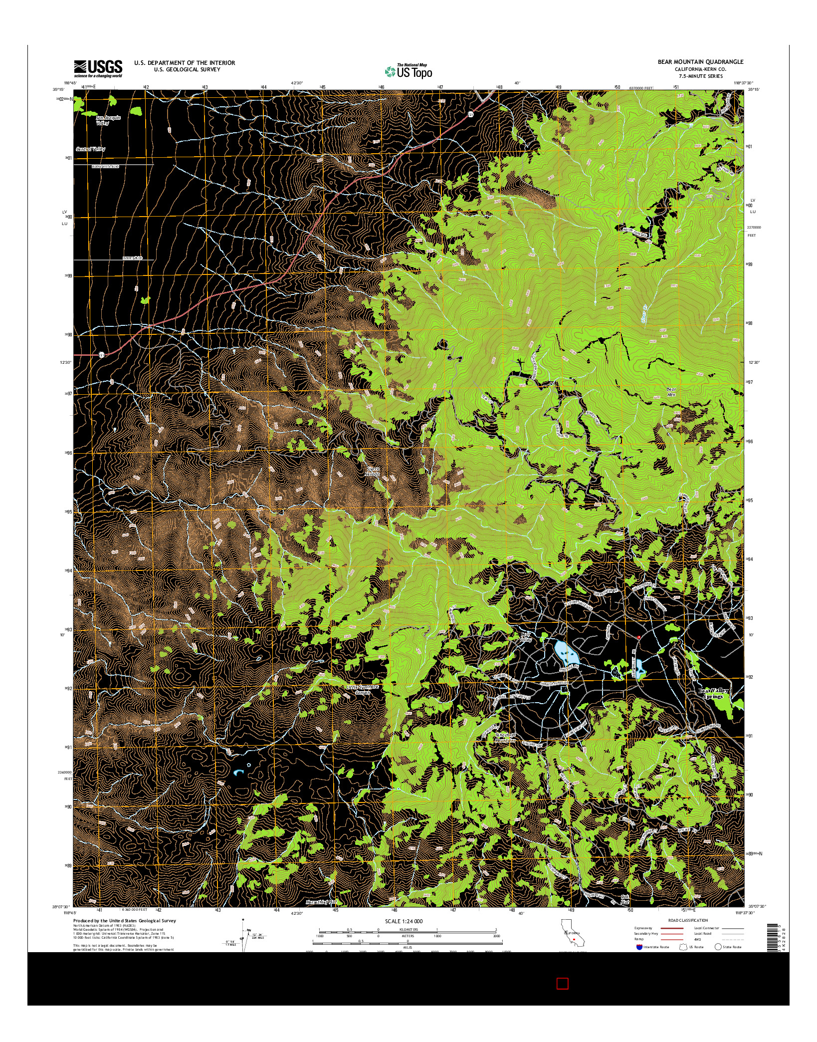 USGS US TOPO 7.5-MINUTE MAP FOR BEAR MOUNTAIN, CA 2015