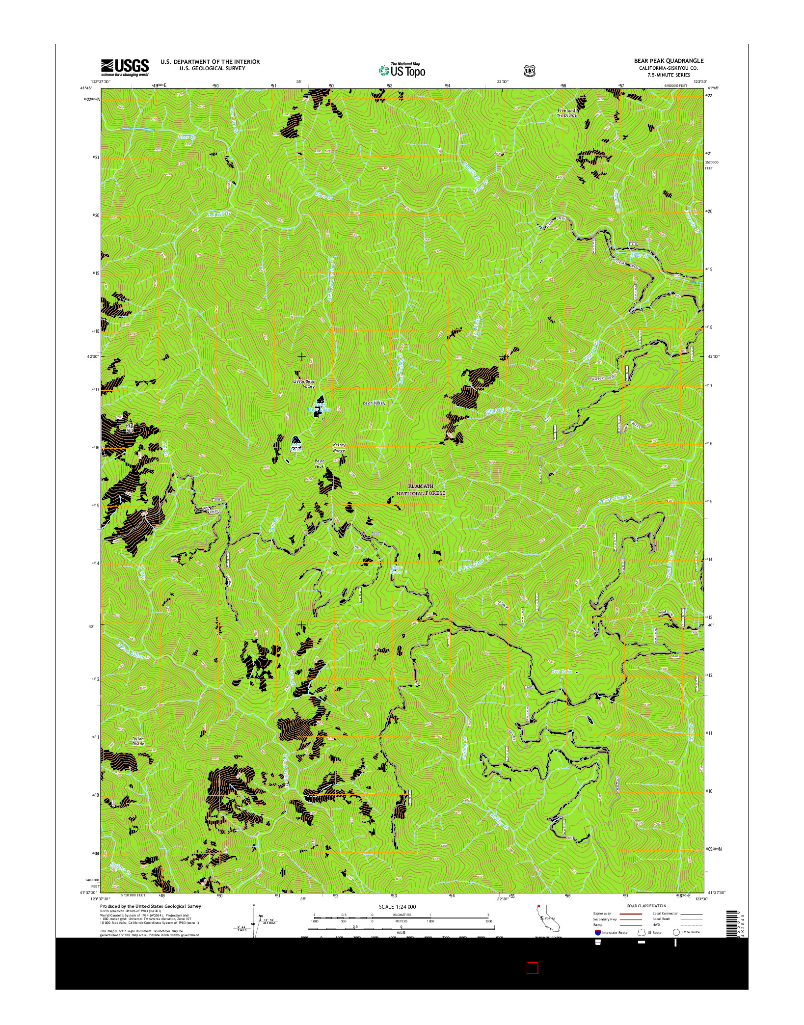 USGS US TOPO 7.5-MINUTE MAP FOR BEAR PEAK, CA 2015