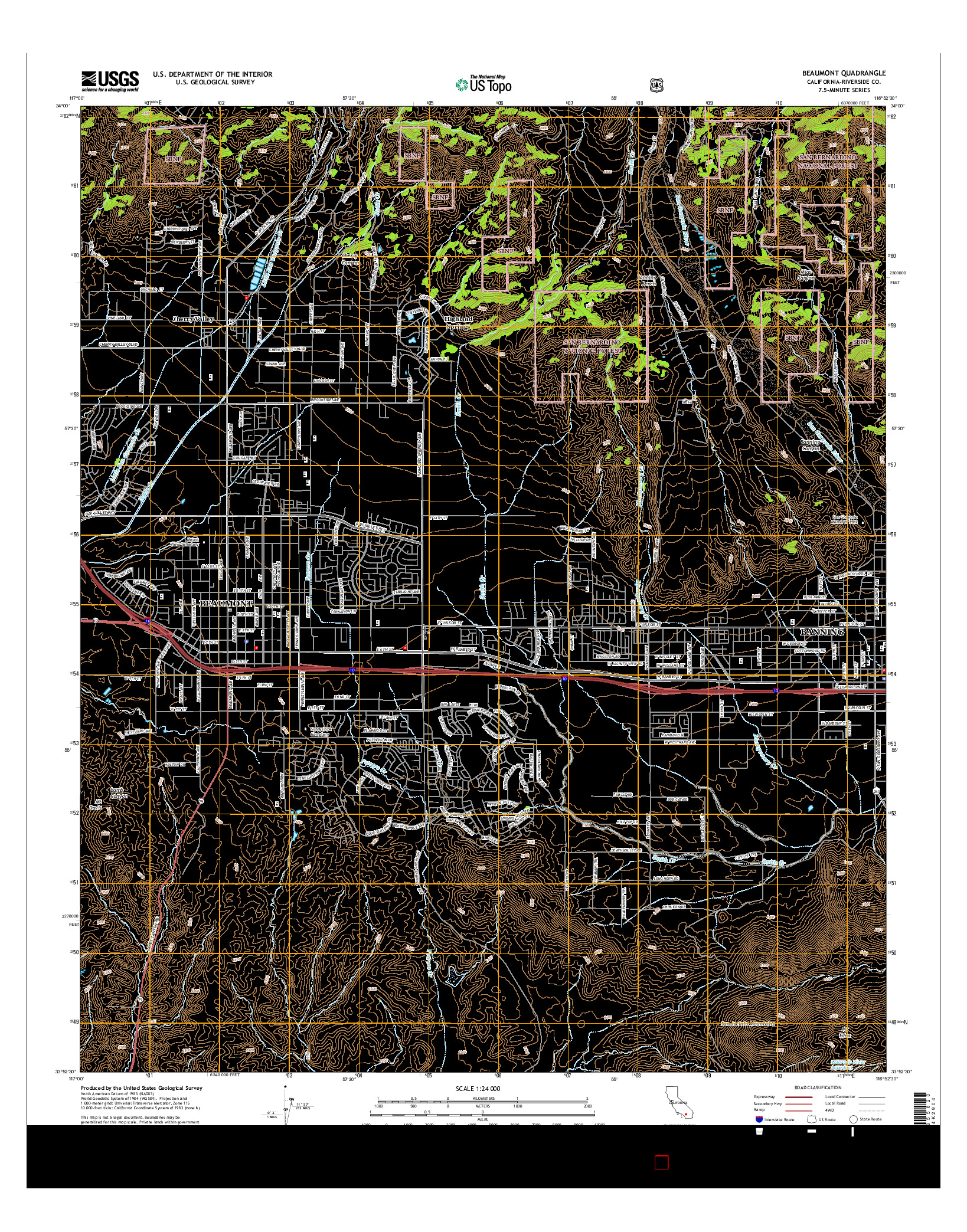 USGS US TOPO 7.5-MINUTE MAP FOR BEAUMONT, CA 2015