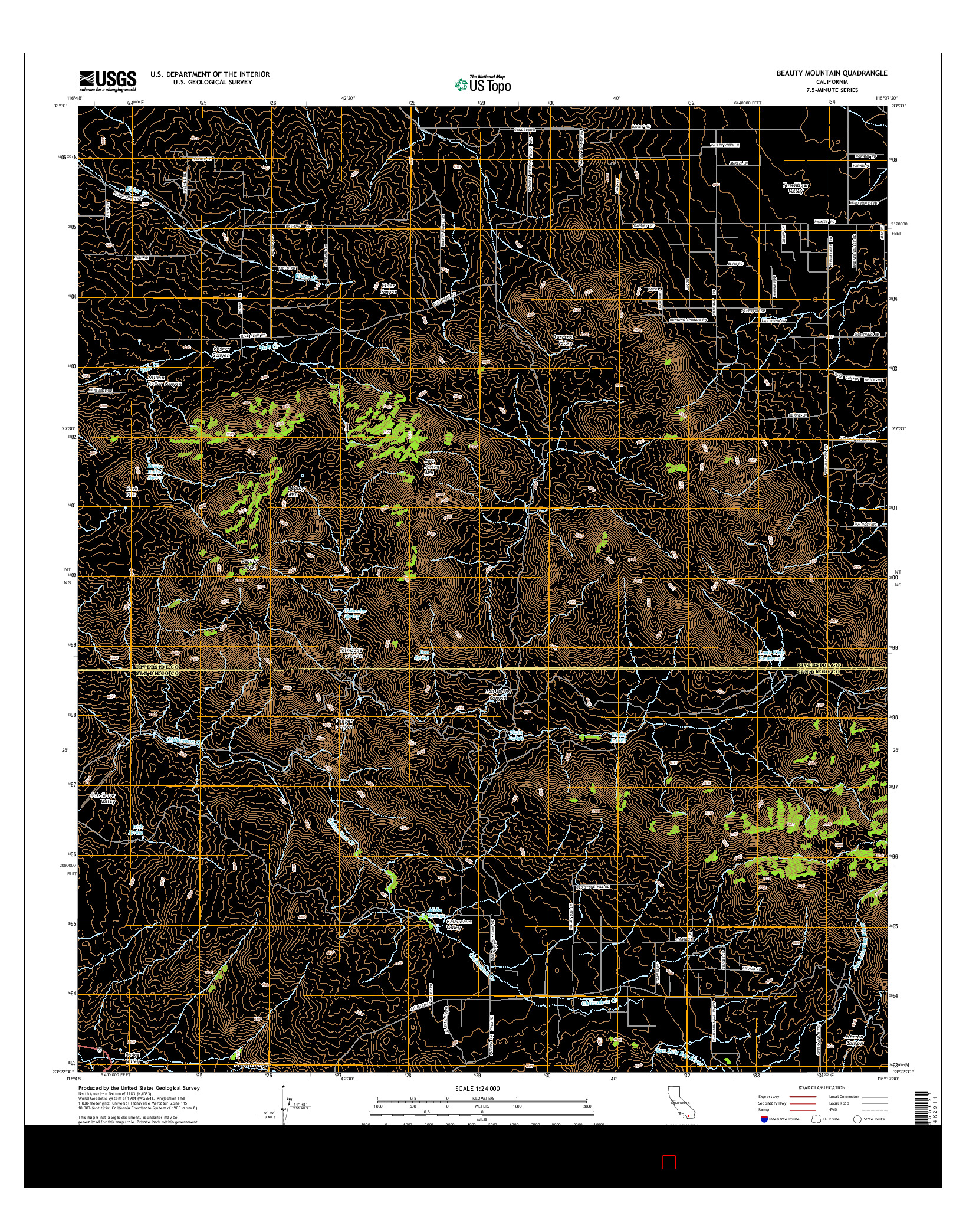 USGS US TOPO 7.5-MINUTE MAP FOR BEAUTY MOUNTAIN, CA 2015