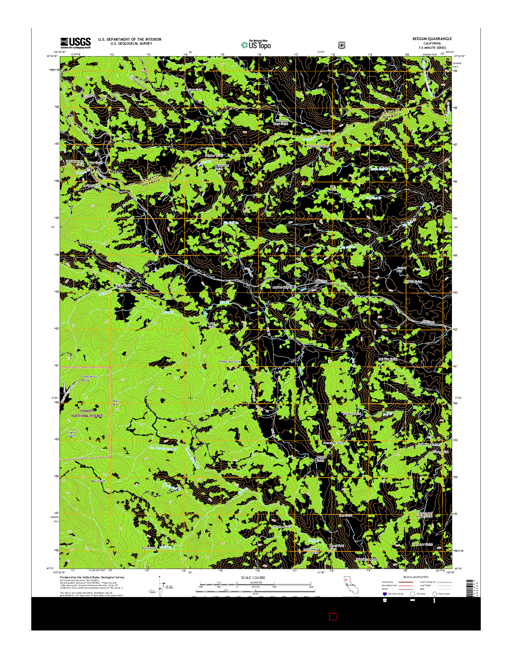 USGS US TOPO 7.5-MINUTE MAP FOR BEEGUM, CA 2015