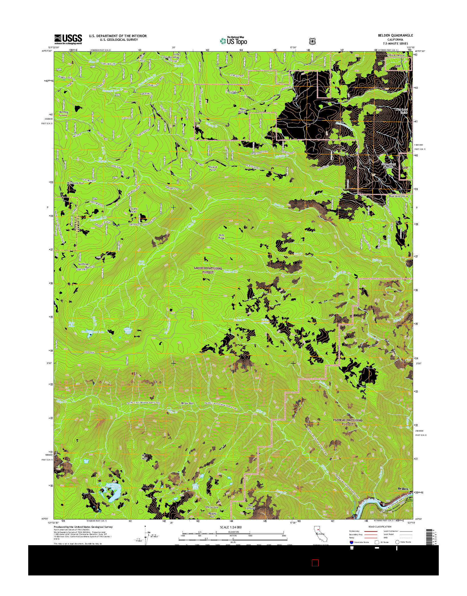 USGS US TOPO 7.5-MINUTE MAP FOR BELDEN, CA 2015
