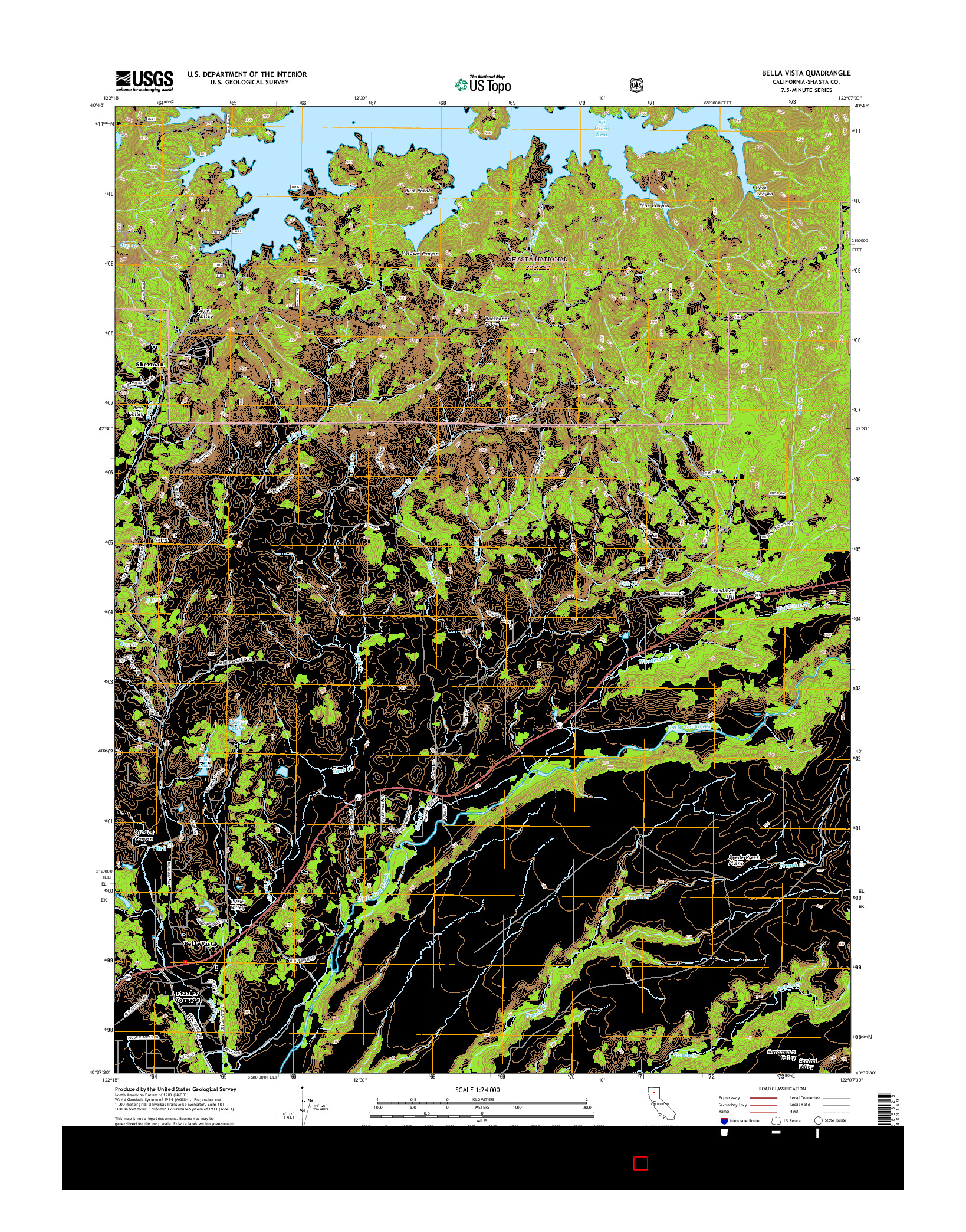 USGS US TOPO 7.5-MINUTE MAP FOR BELLA VISTA, CA 2015