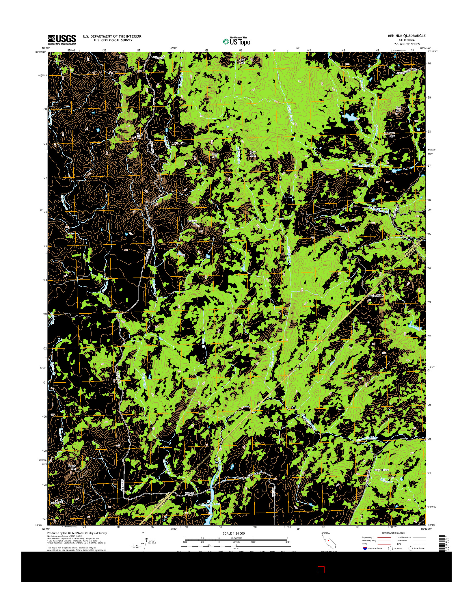 USGS US TOPO 7.5-MINUTE MAP FOR BEN HUR, CA 2015