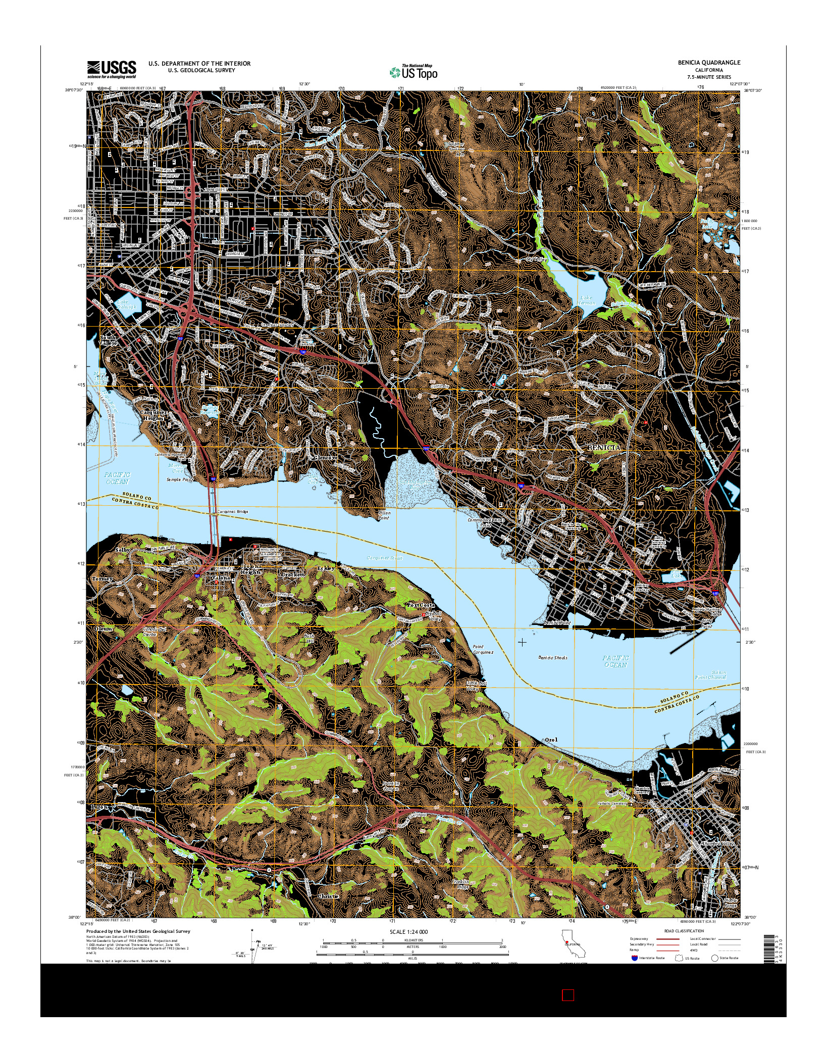 USGS US TOPO 7.5-MINUTE MAP FOR BENICIA, CA 2015
