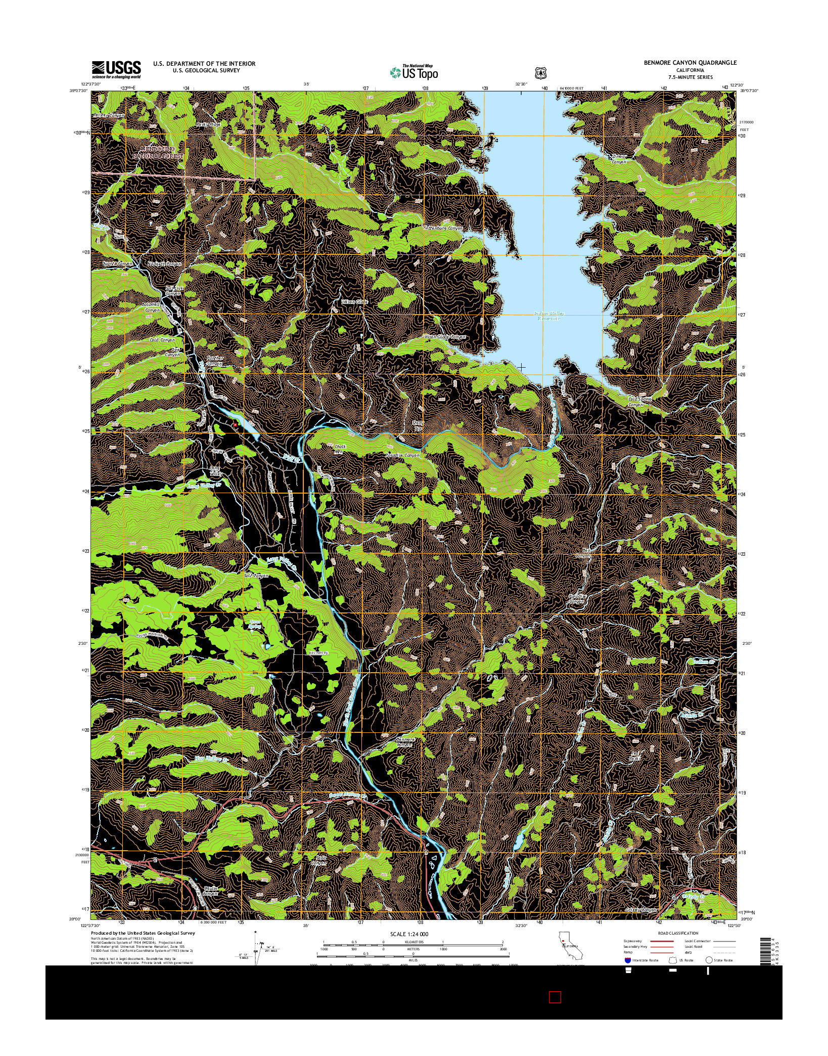 USGS US TOPO 7.5-MINUTE MAP FOR BENMORE CANYON, CA 2015