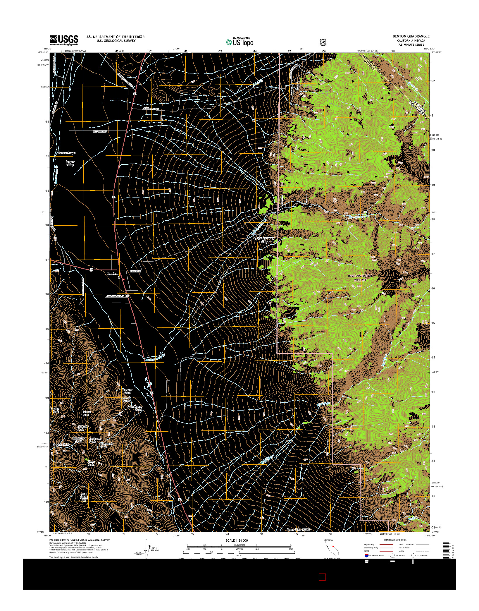 USGS US TOPO 7.5-MINUTE MAP FOR BENTON, CA-NV 2015